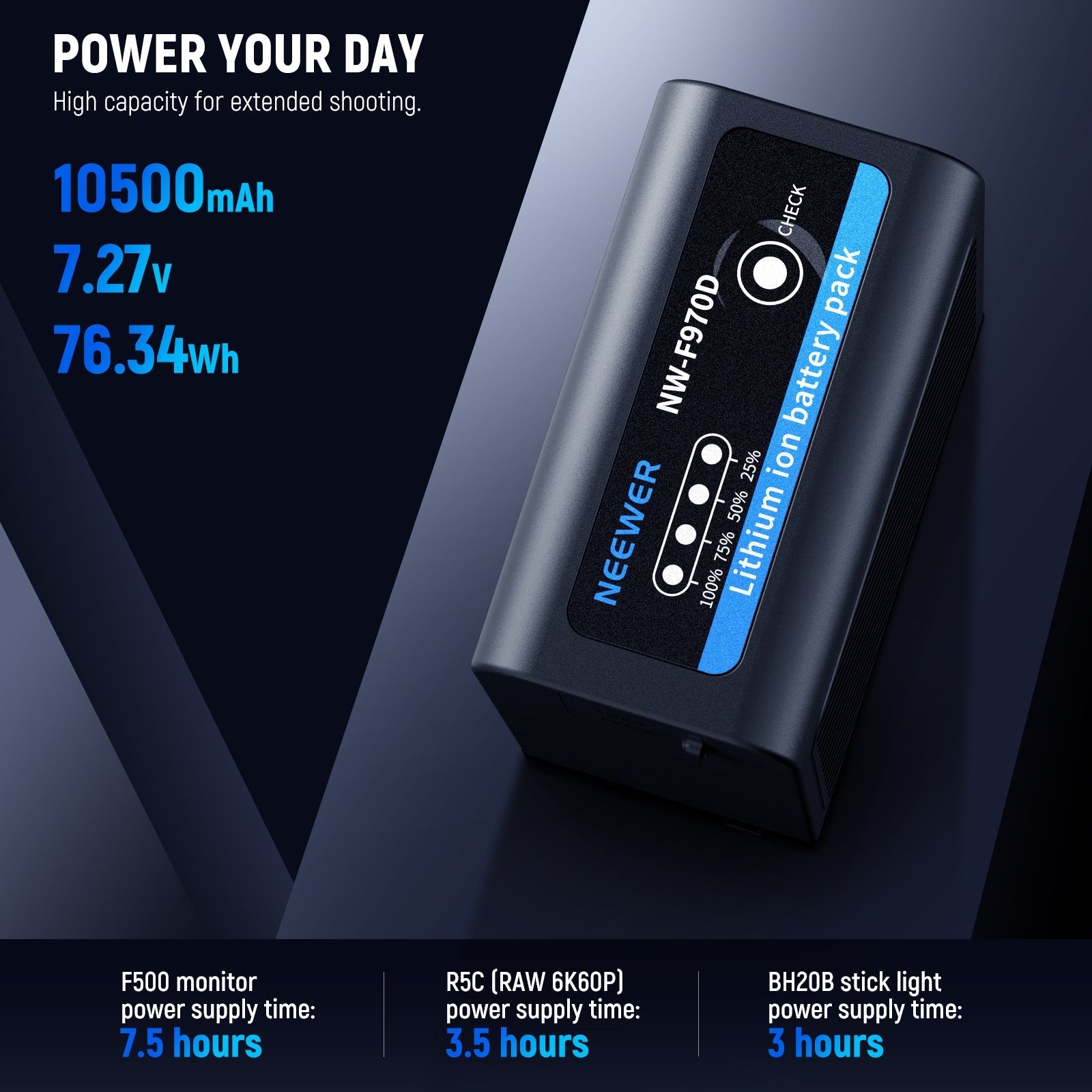 NEEWER NW-F970D 10500mAh NP-F970 Replacement Battery