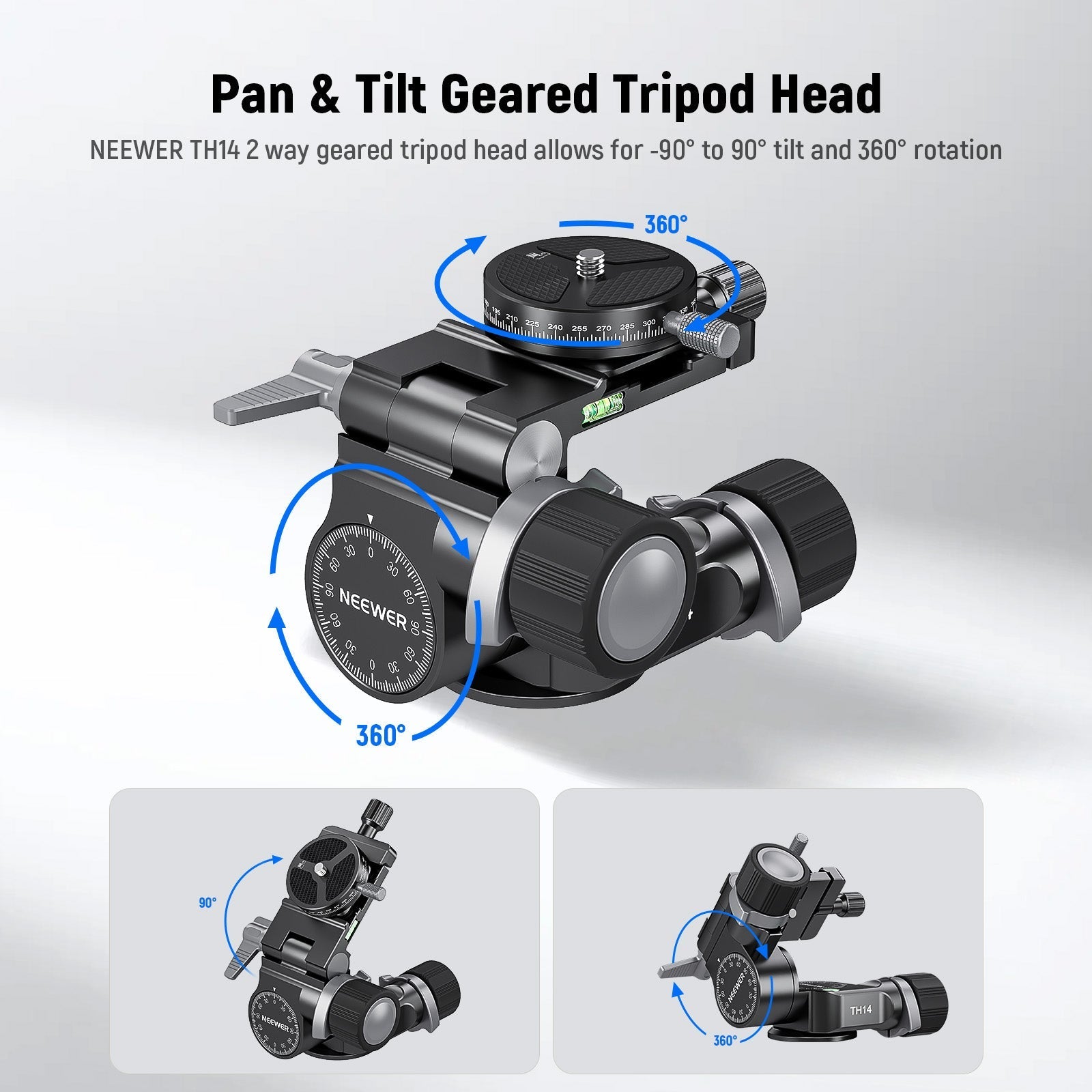 NEEWER TH14 2 Way Geared Tripod Head