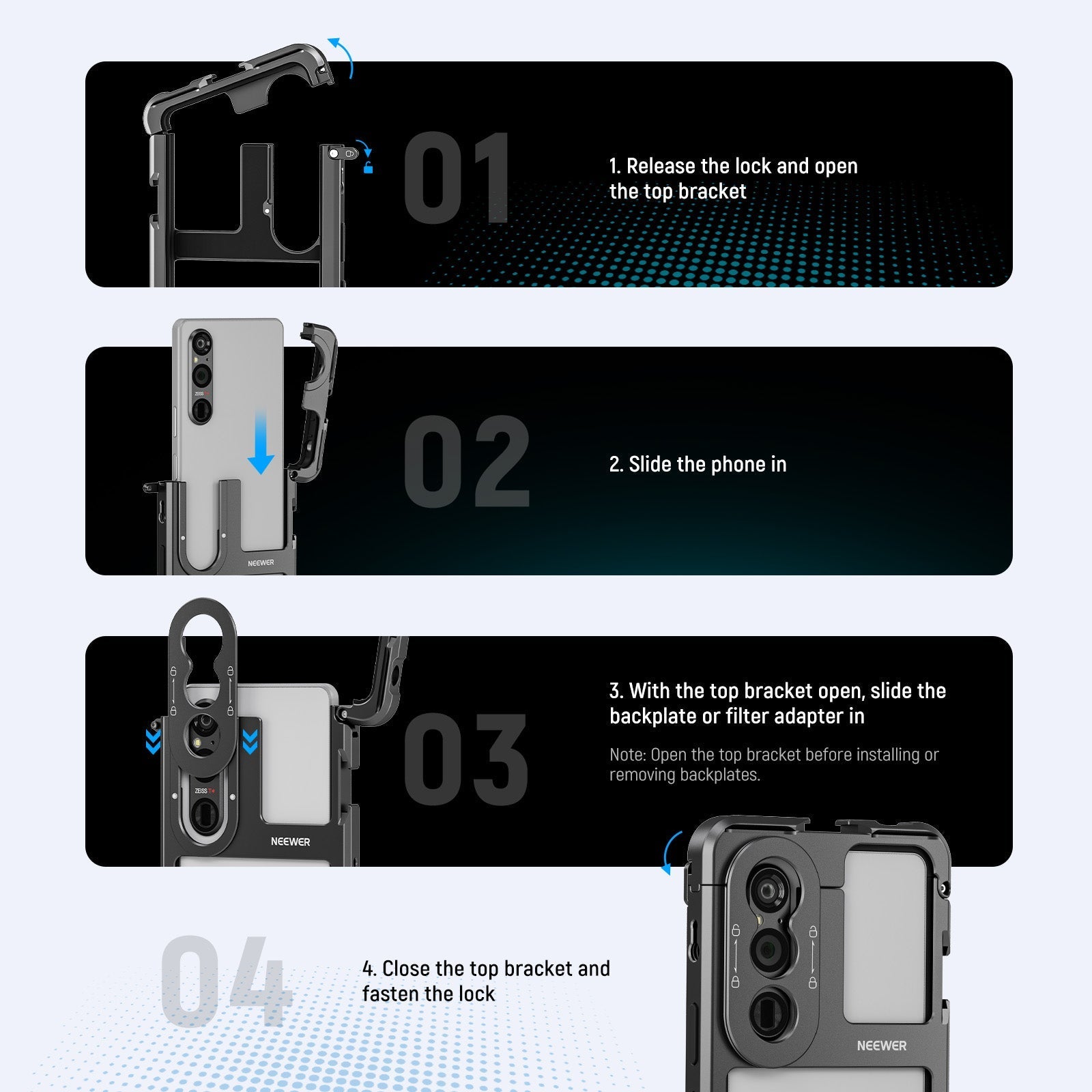 NEEWER PA086/PA087 Phone Cage Compatible with Sony Xperia PRO-I / Xperia 1 V