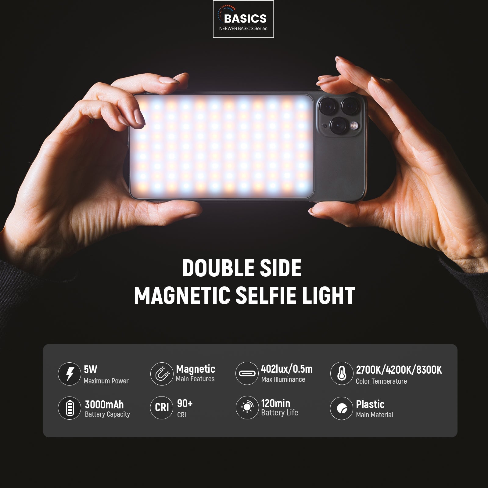 NEEWER BASICS NL129D 5W Magnetic Phone Selfie Light