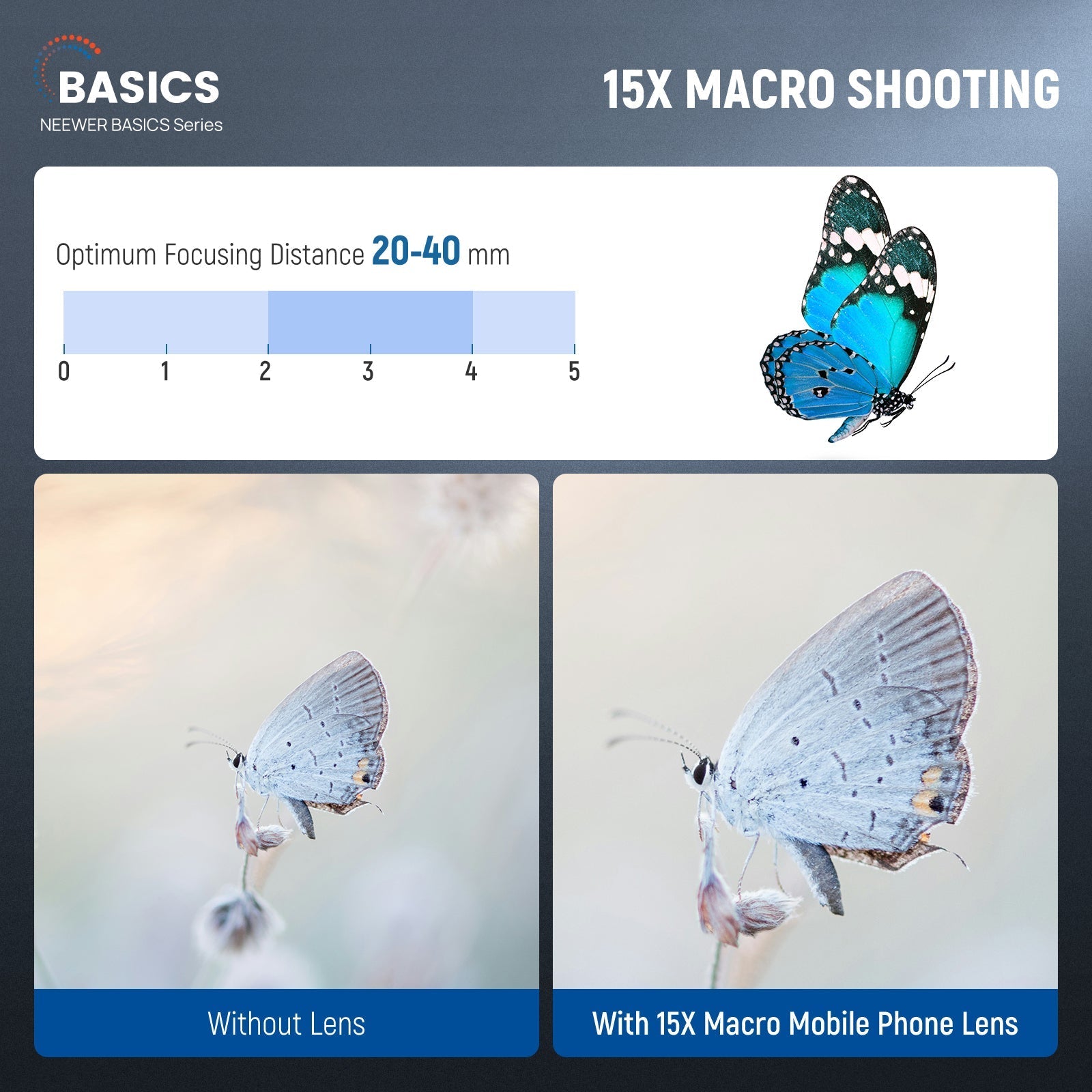 NEEWER BASICS LS-67 2 In 1 0.45x Wide Angle + 15x Macro Phone Lens Kit