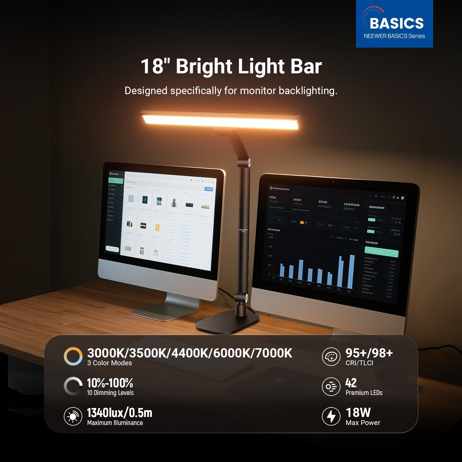 NEEWER BASICS DL03 18" LED Architect Desk Lamp with Base