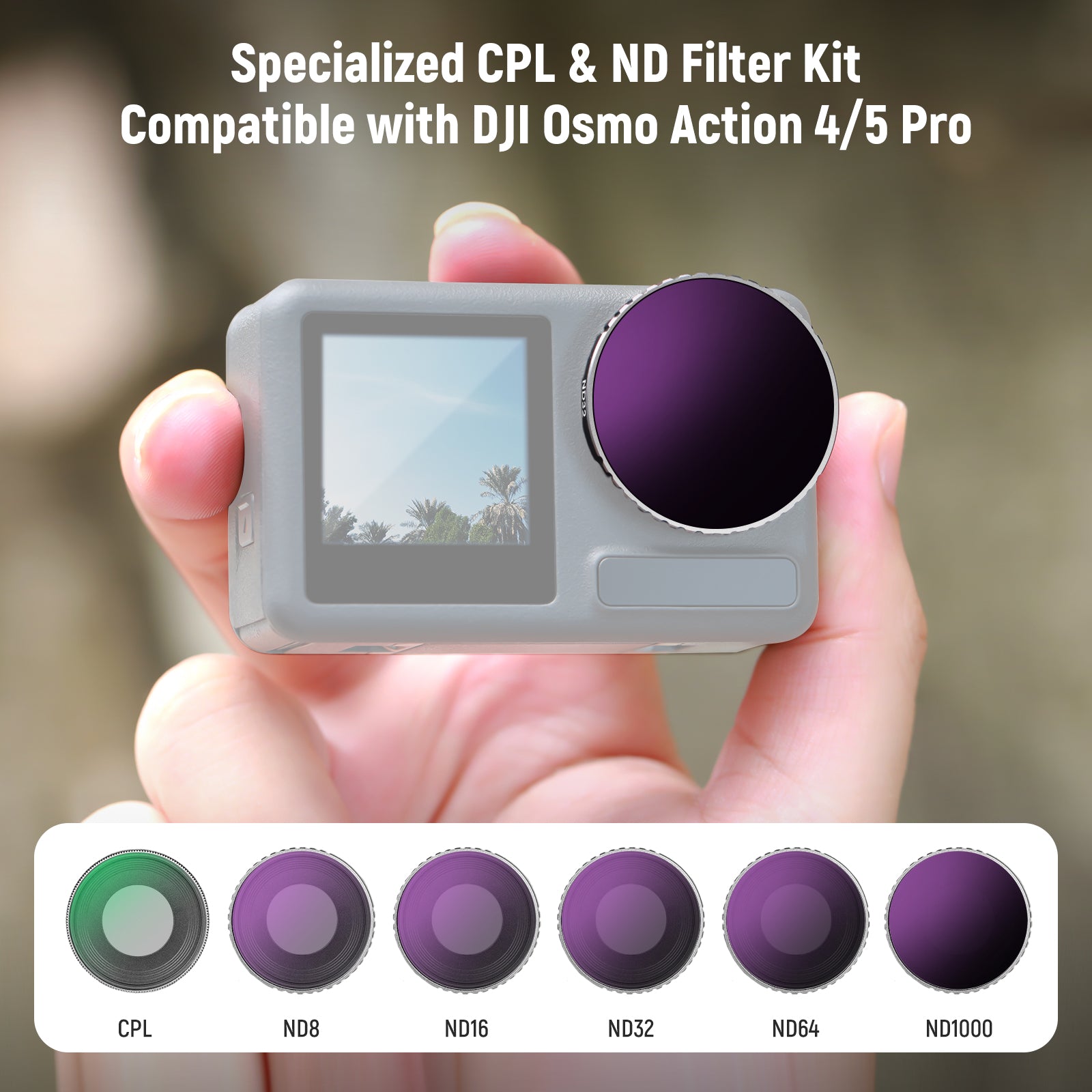 NEEWER FL-A13 6-Pack CPL & ND Filter Set for DJI Osmo Action Action 5 Pro/4