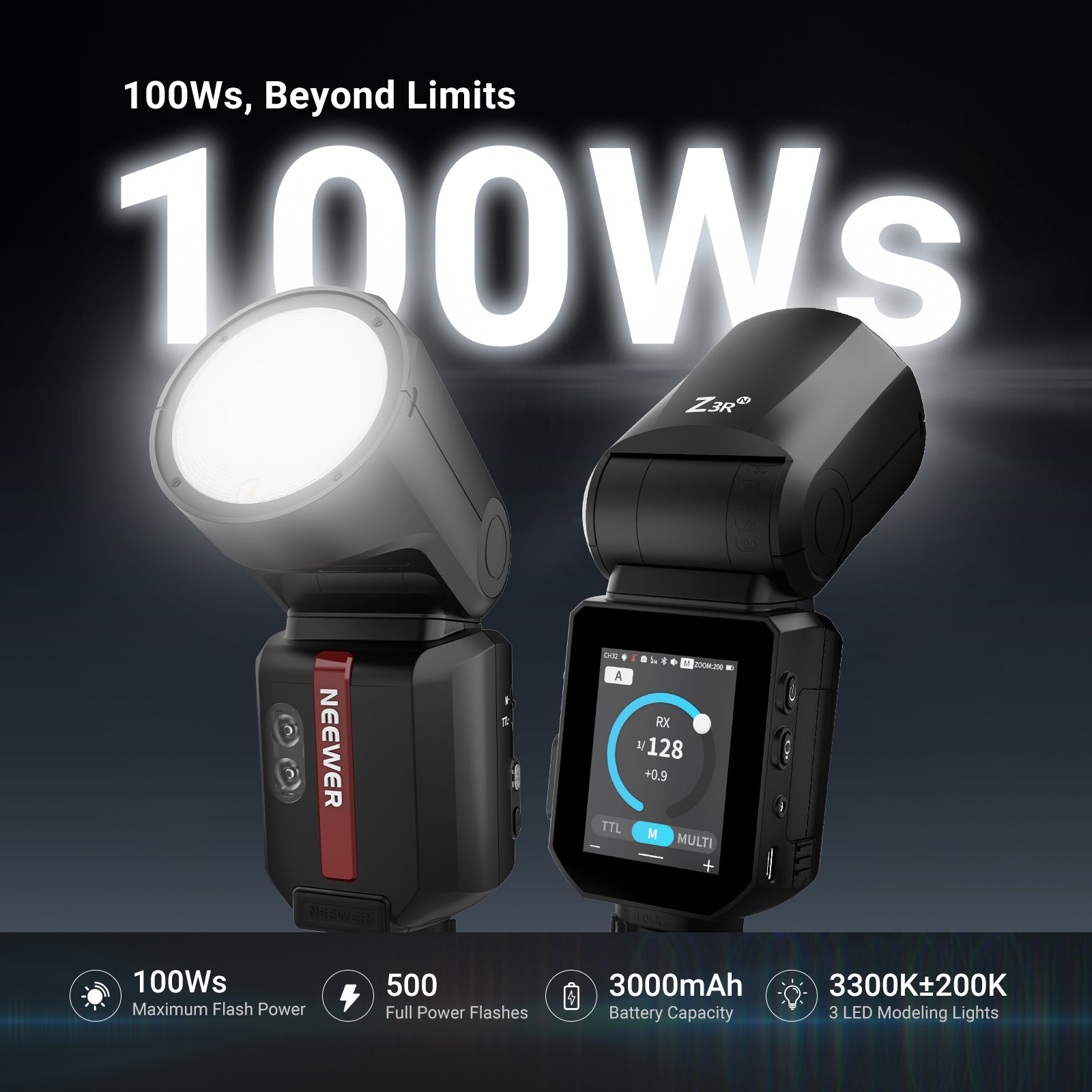 NEEWER Z3R 100Ws 2.4G TTL Round Head Flash Speedlite