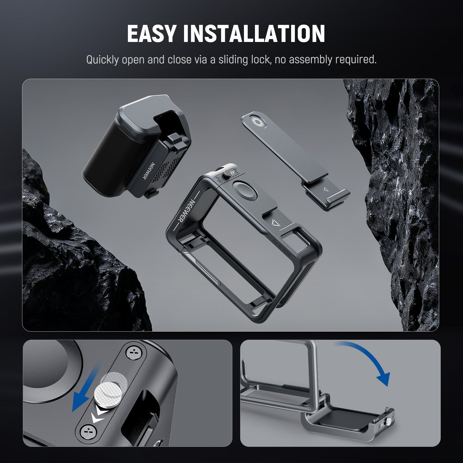 NEEWER AC014+AC034 Cage and Side Handle Kit For DJI Osmo Action 5 Pro/4/3