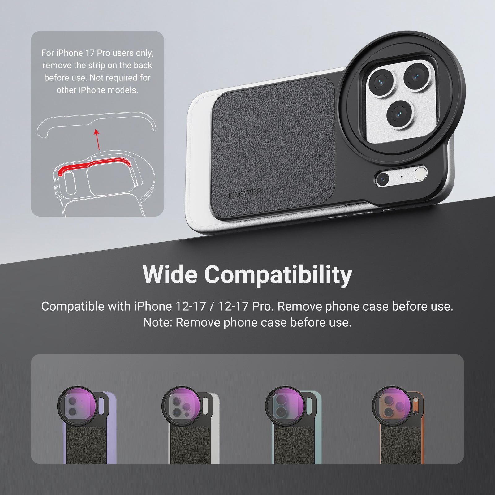 NEEWER 6.3" Magnetic Filter Backplate Kit For iPhone Standard & Pro Versions
