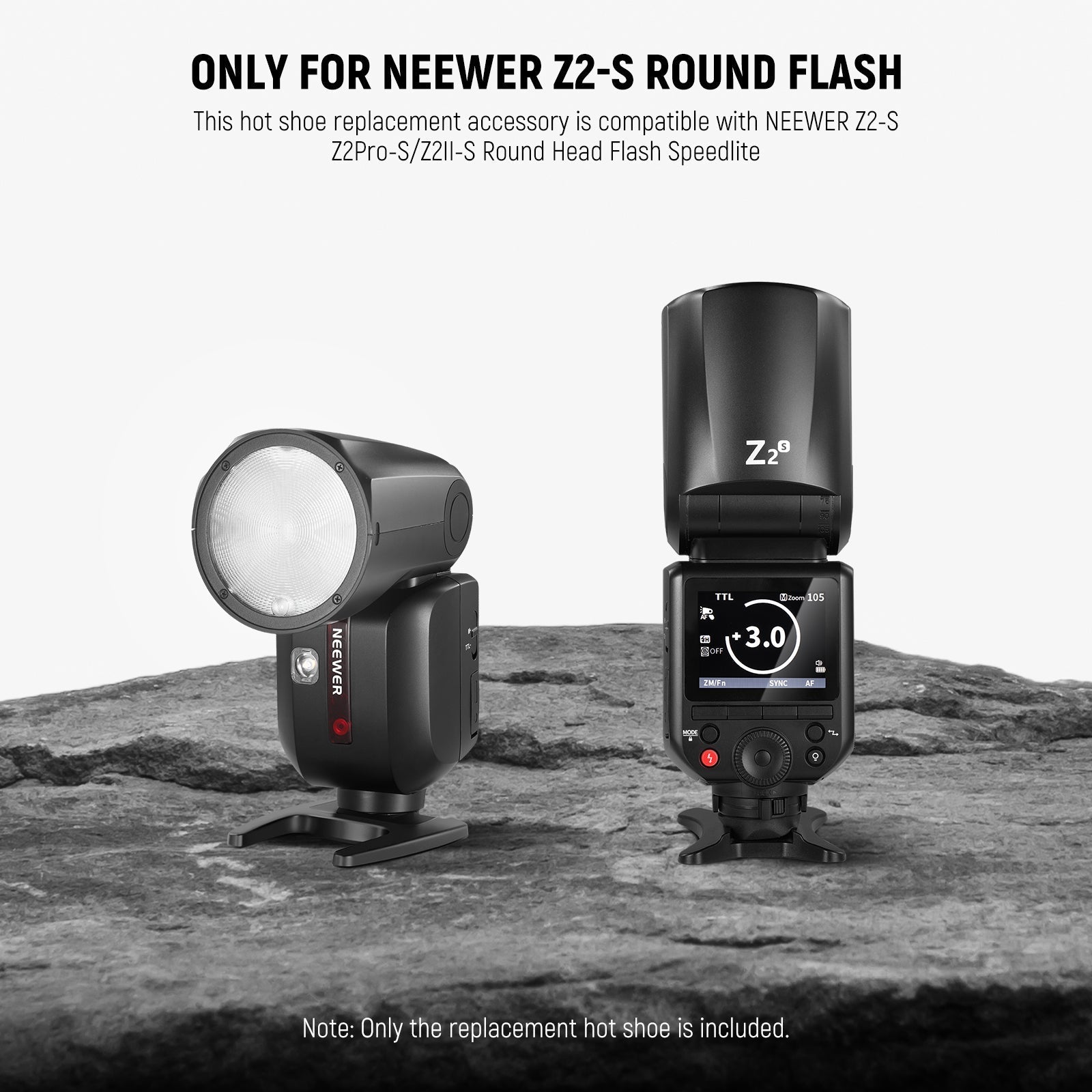 NEEWER Hot Shoe Replacement for Z2-S/Z2Pro-S/Z2II-S Round Head Flash Speedlite