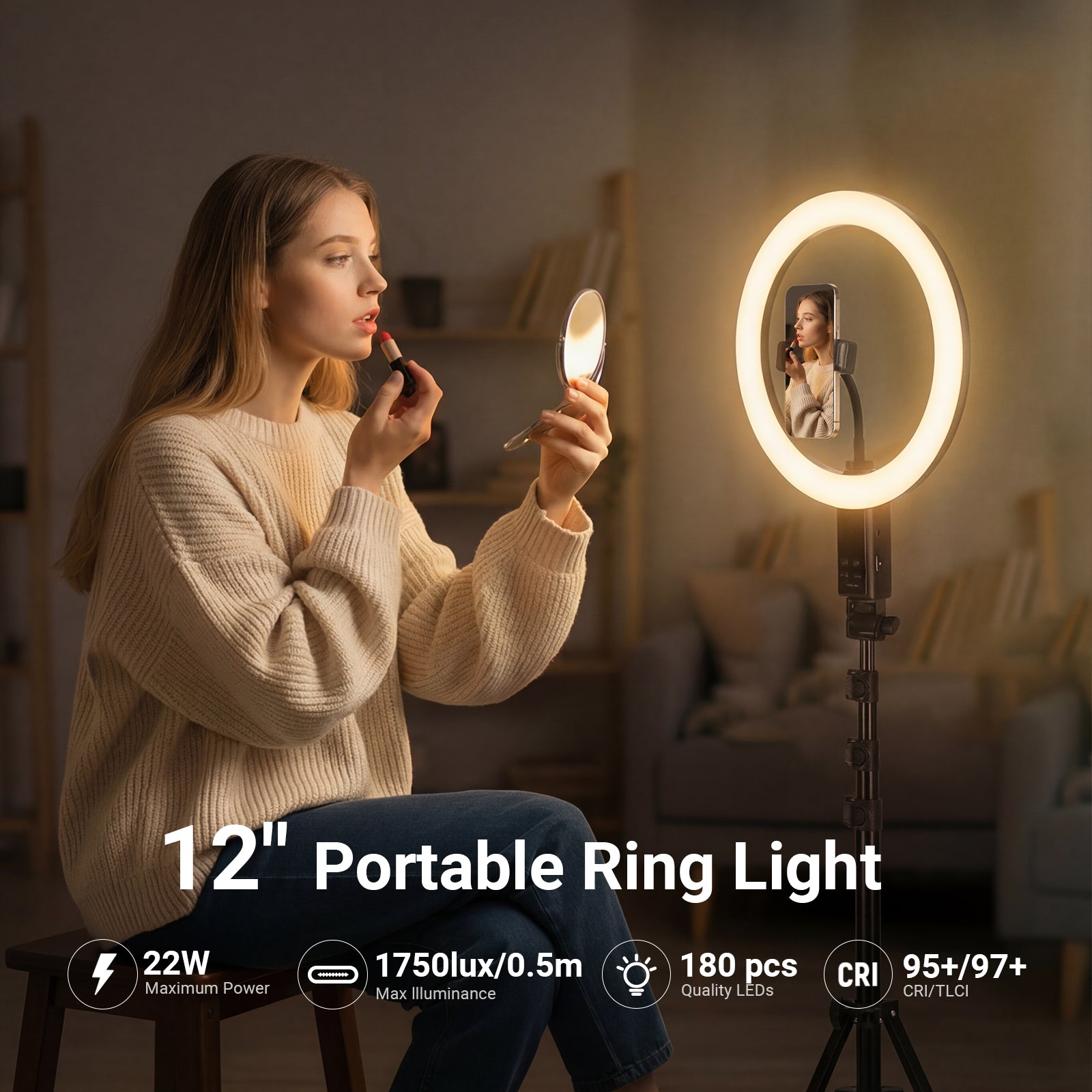NEEWER RB12B 12" Cordless Bi-Color Ring Light