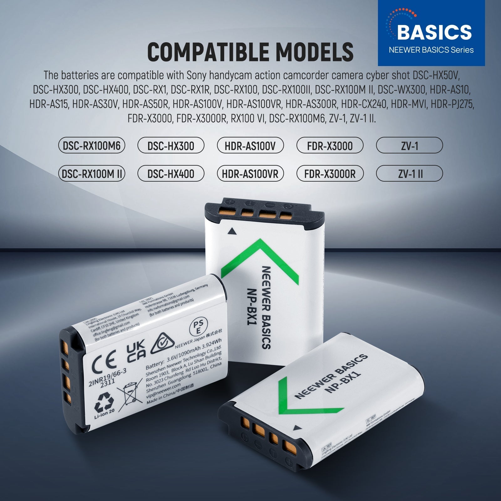 NEEWER BASICS NP-BX1 Replacement Battery Kit