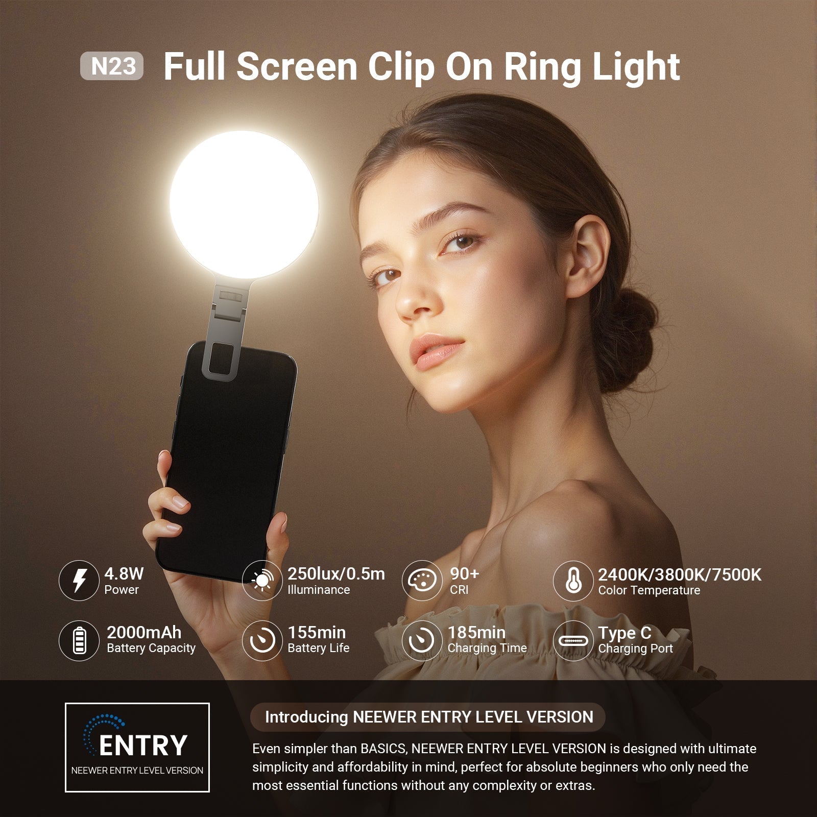 NEEWER ENTRY LEVEL VERSION N23 LED Selfie Ring Light