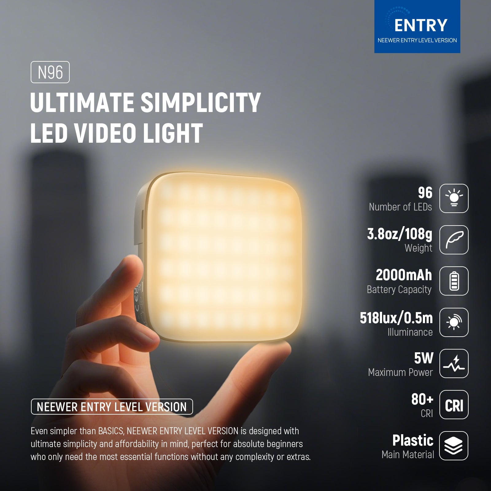 NEEWER ENTRY LEVEL VERSION N96 Magnetic LED Video Light