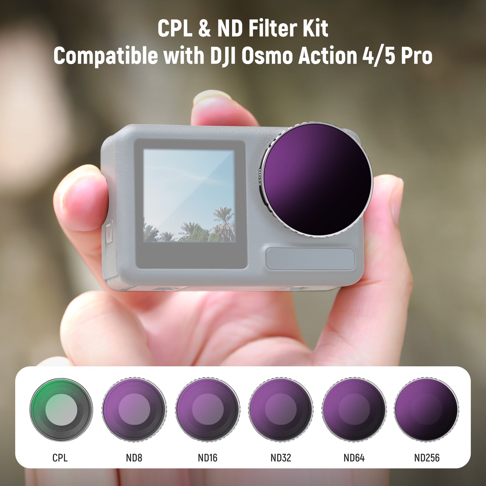 NEEWER FL-A13 6-Pack CPL & ND Filter Set for DJI Osmo Action Action 5 Pro/4