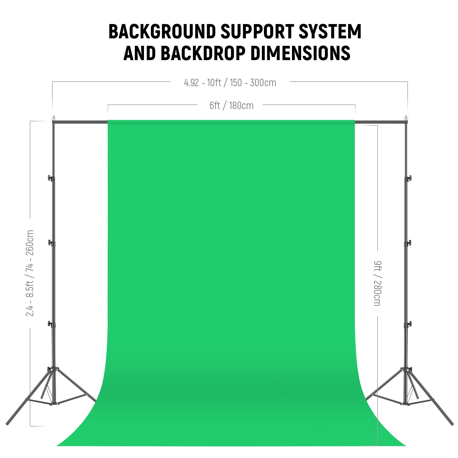 NEEWER NK102 2.6x3M/8.5x10ft Photography Lighting Kit with Light Reflector