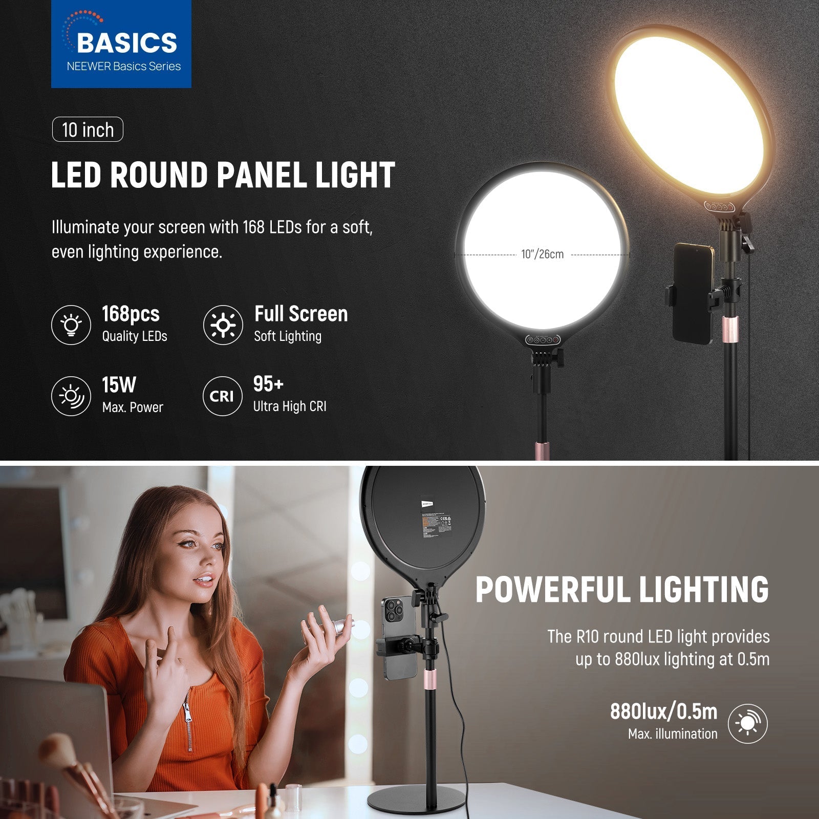 NEEWER BASICS R10 10.5" Desktop Ring Light