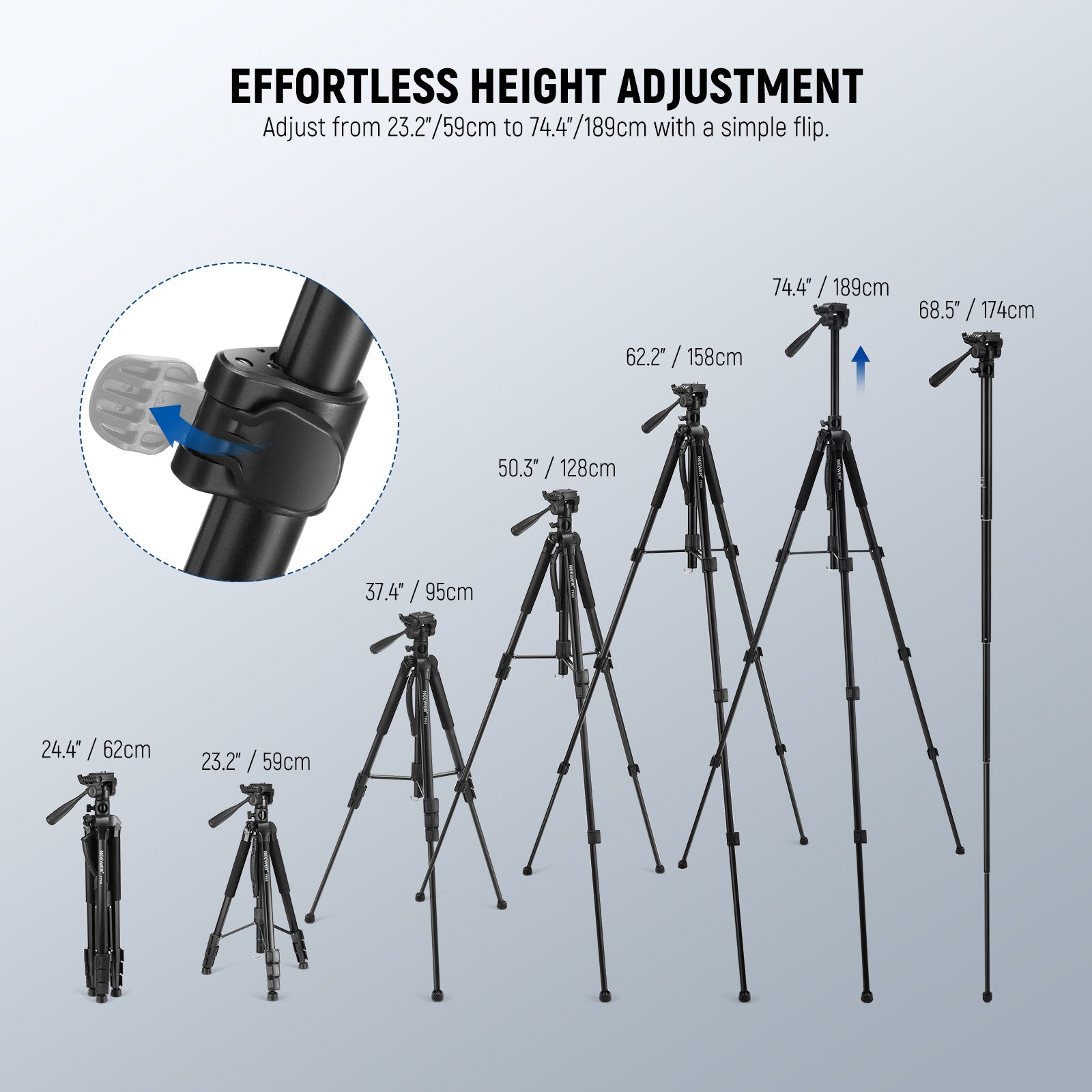 NEEWER BASICS TP05 74.4" Aluminum Alloy Tripod Monopod