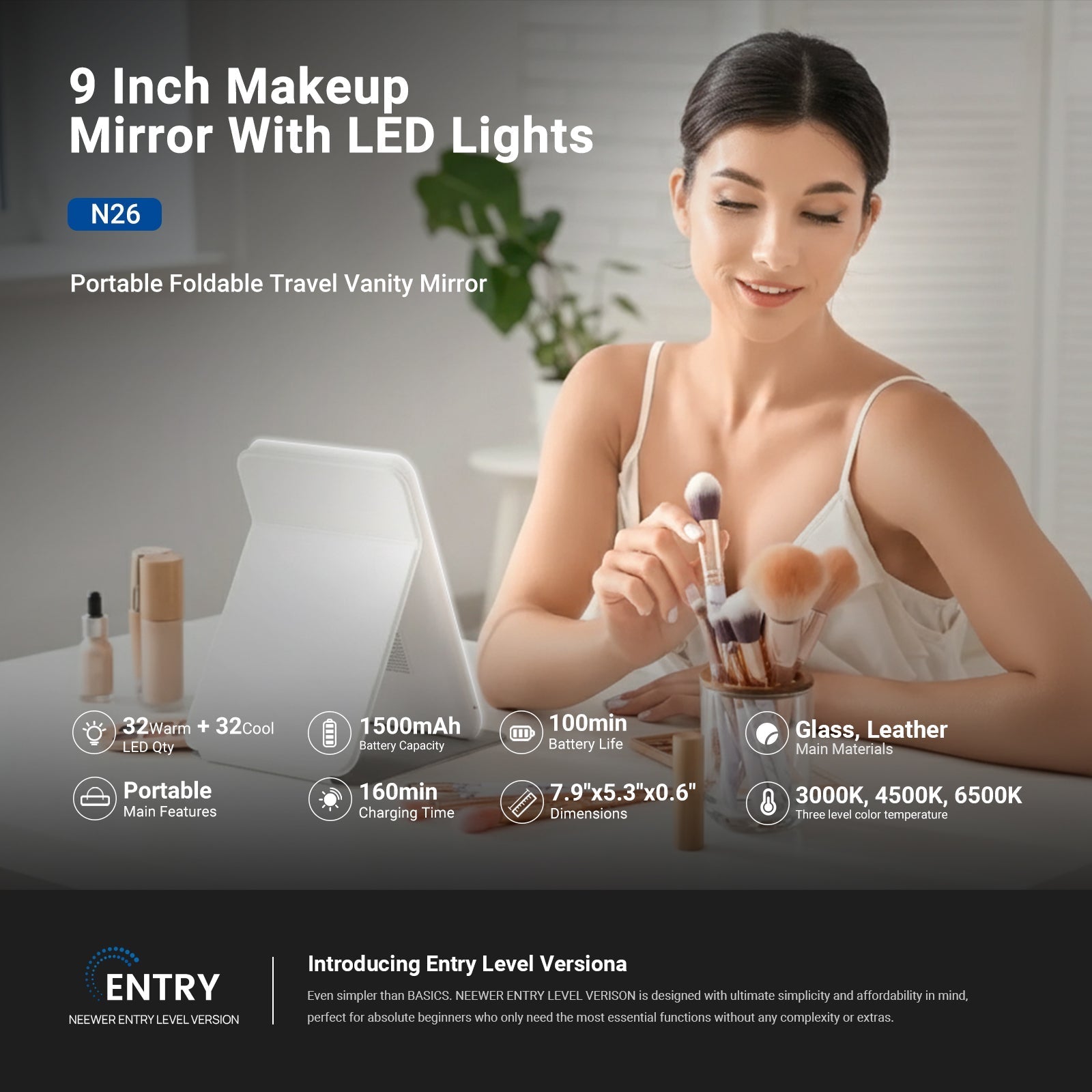 NEEWER ENTRY LEVEL VERSION N26/N27 Lighted Makeup Mirror with LED Lights