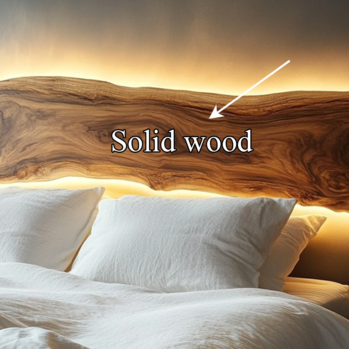 Live Edge Wooden Headboard Solid Wood Bedroom Interior Backlit Design