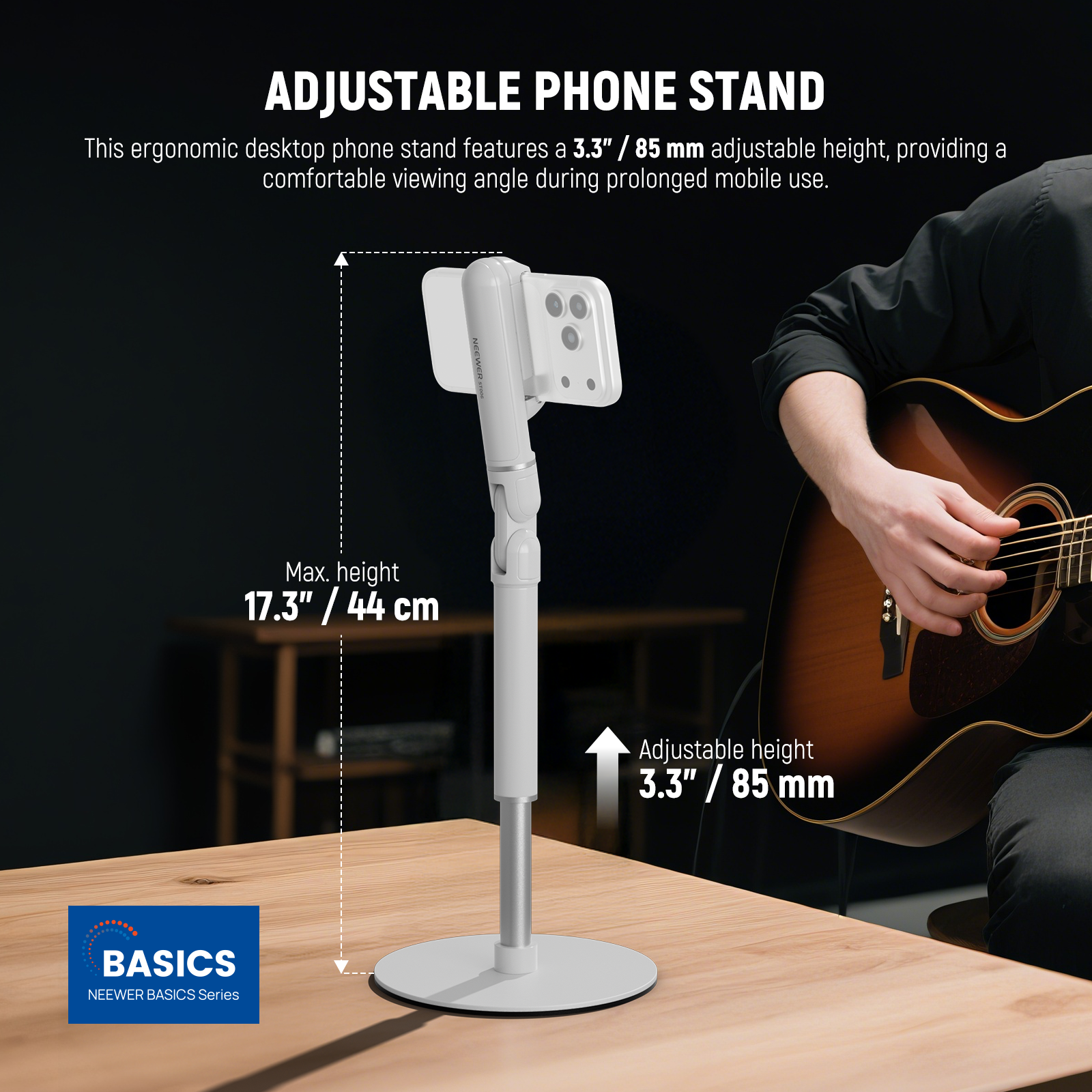 NEEWER BASICS ST006 Adjustable Phone Holder Stand for Desk
