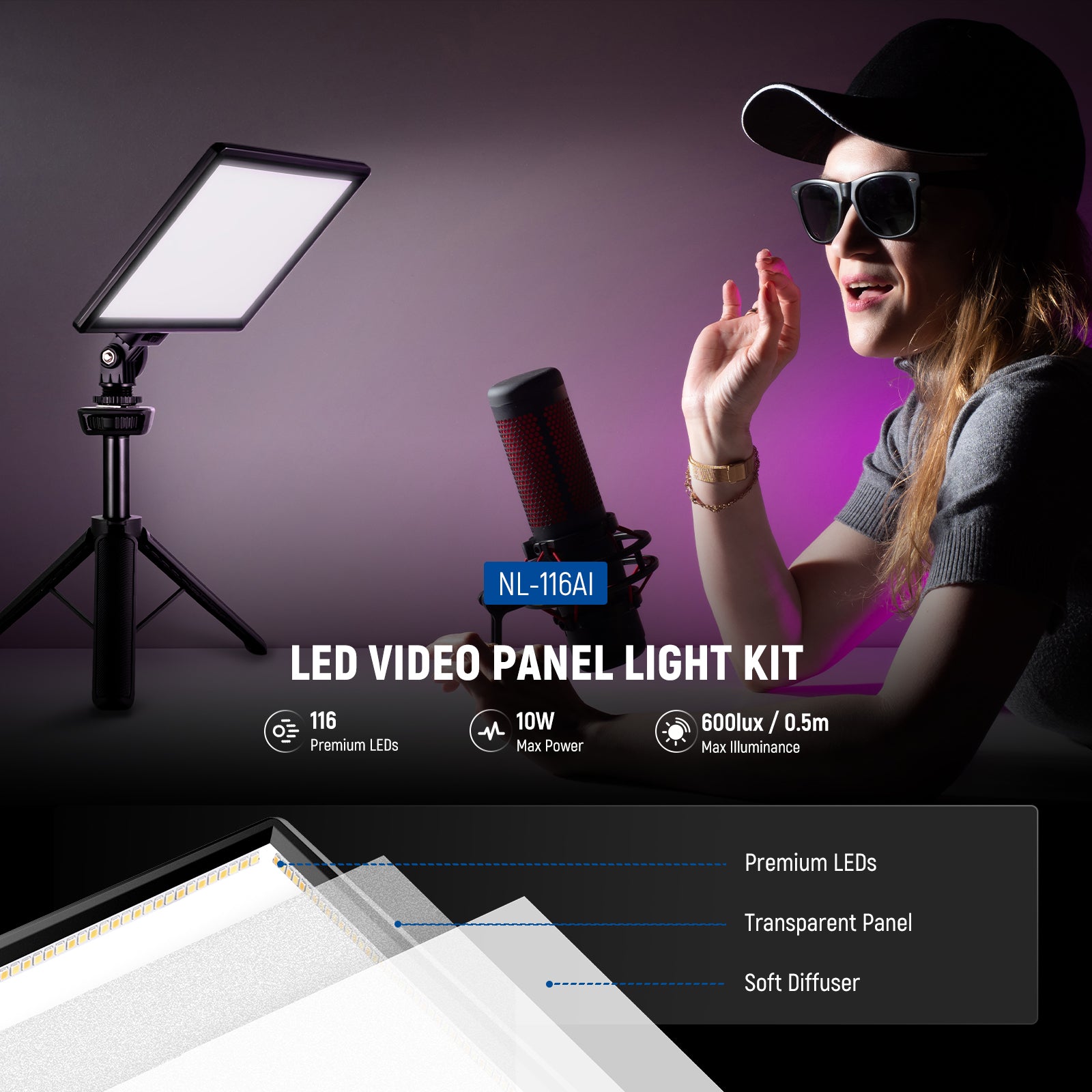 NEEWER NL-116AI Bi-Color 9" LED Video Panel Light