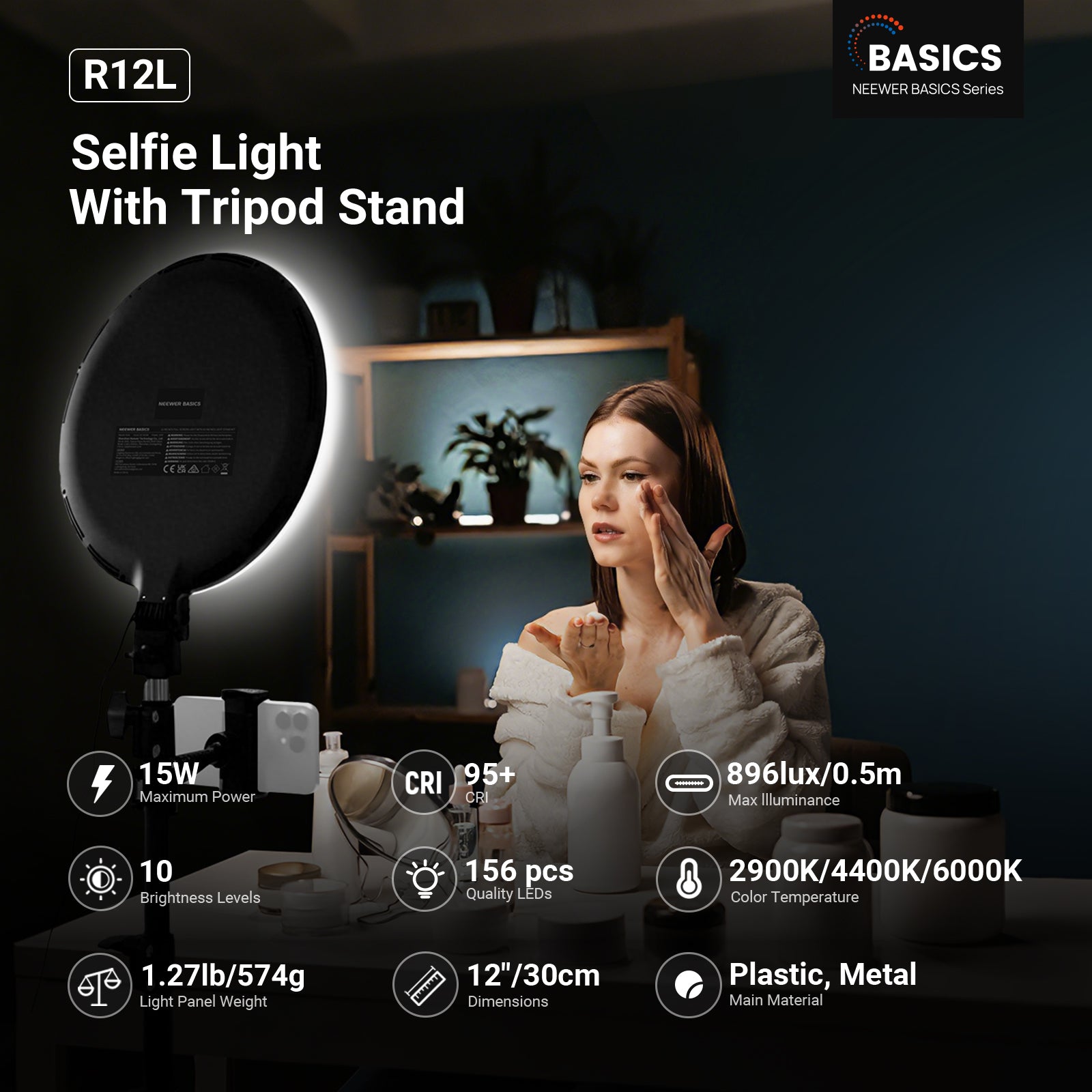 NEEWER BASICS R10L/R12L Full Screen Ring Light