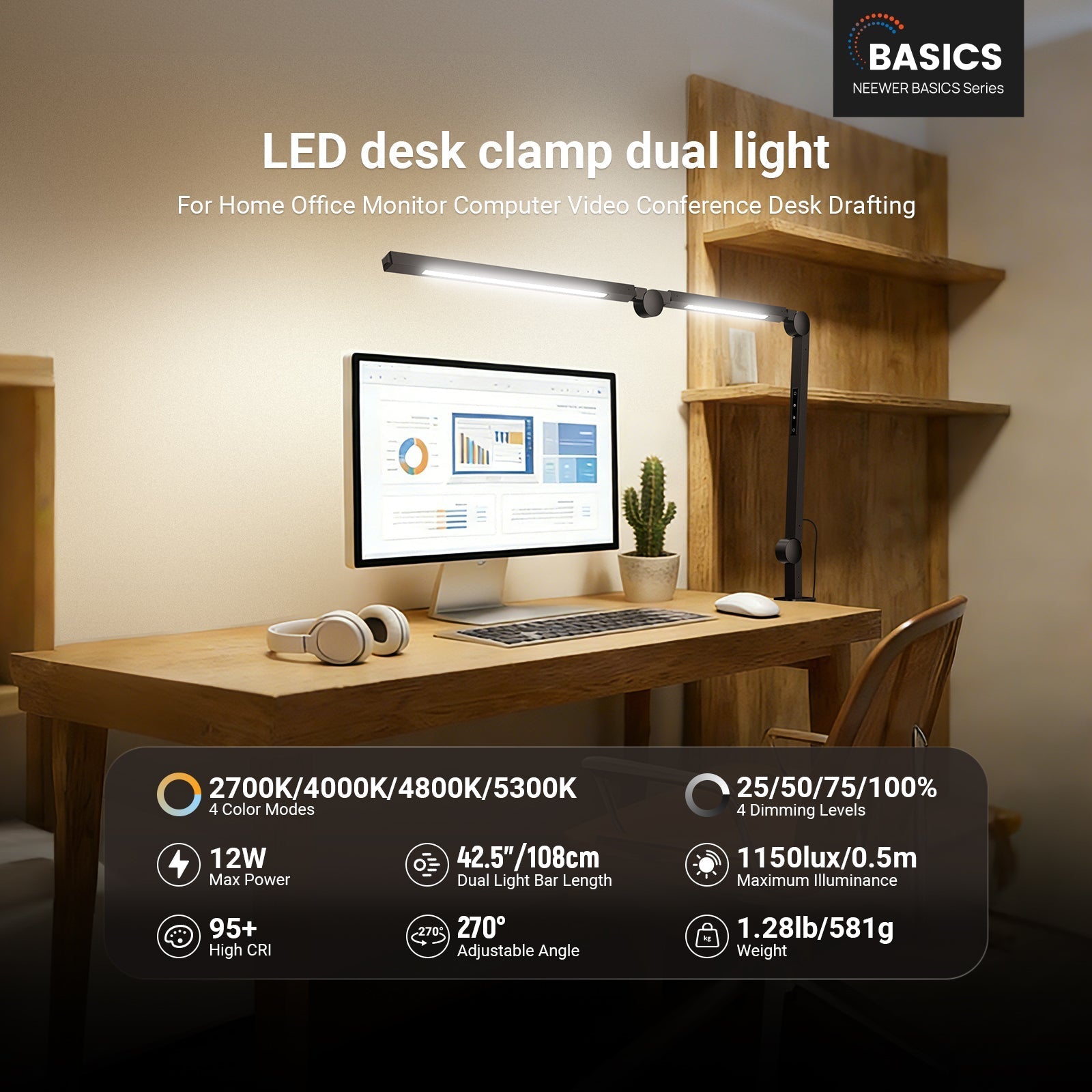 NEEWER BASICS ME-DL02 12W Clip On LED Lamp