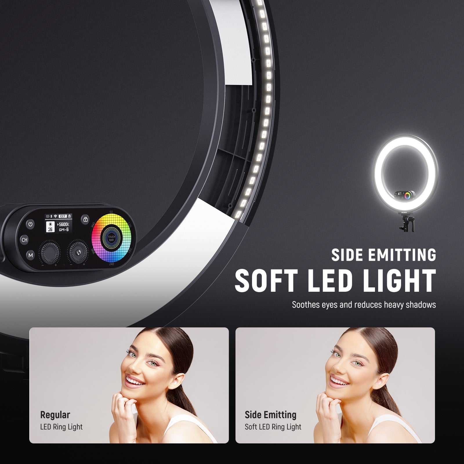 NEEWER RL45C 45W 18" Edge Lit RGB LED Ring Light Kit