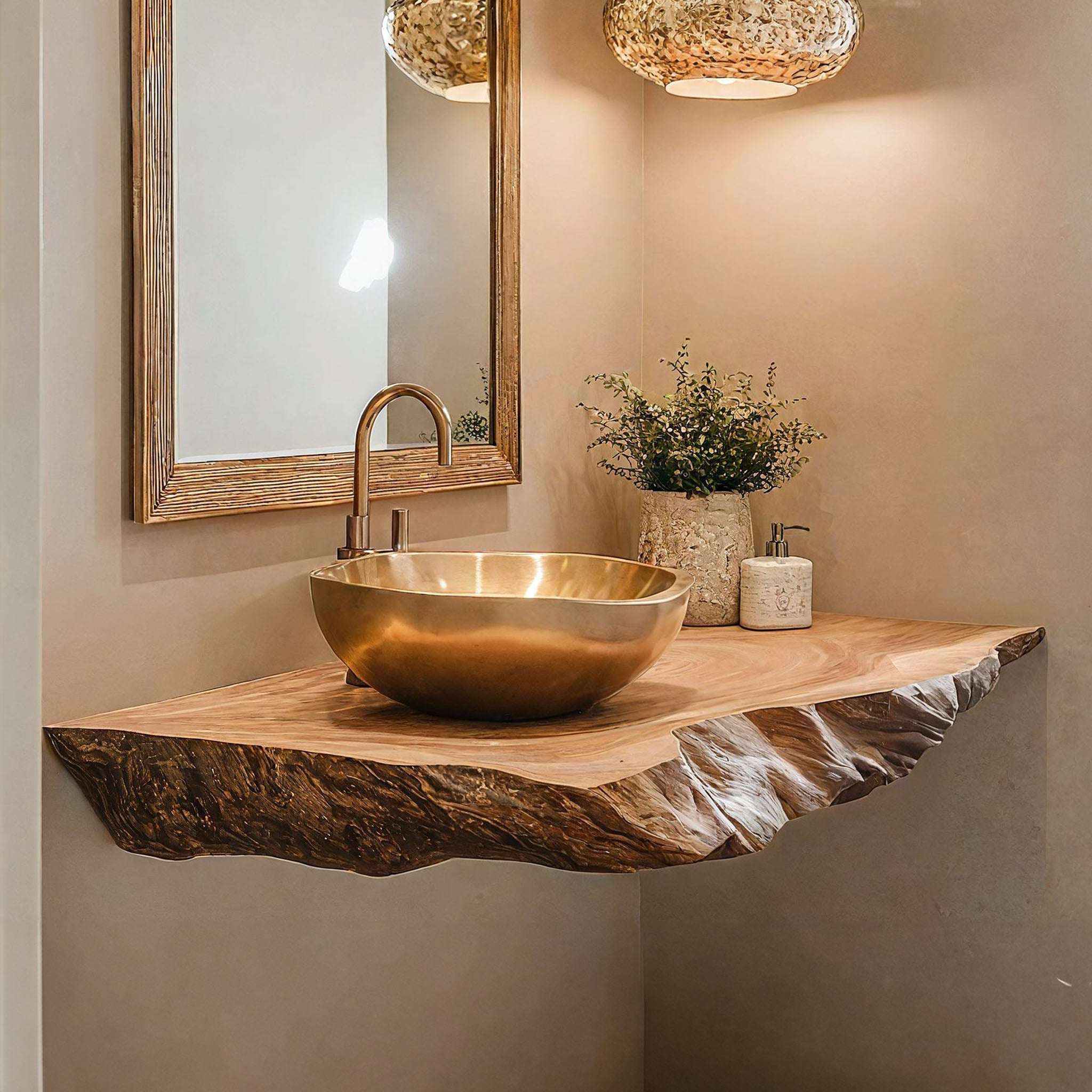 Live Edge Wood Bathroom Shelf