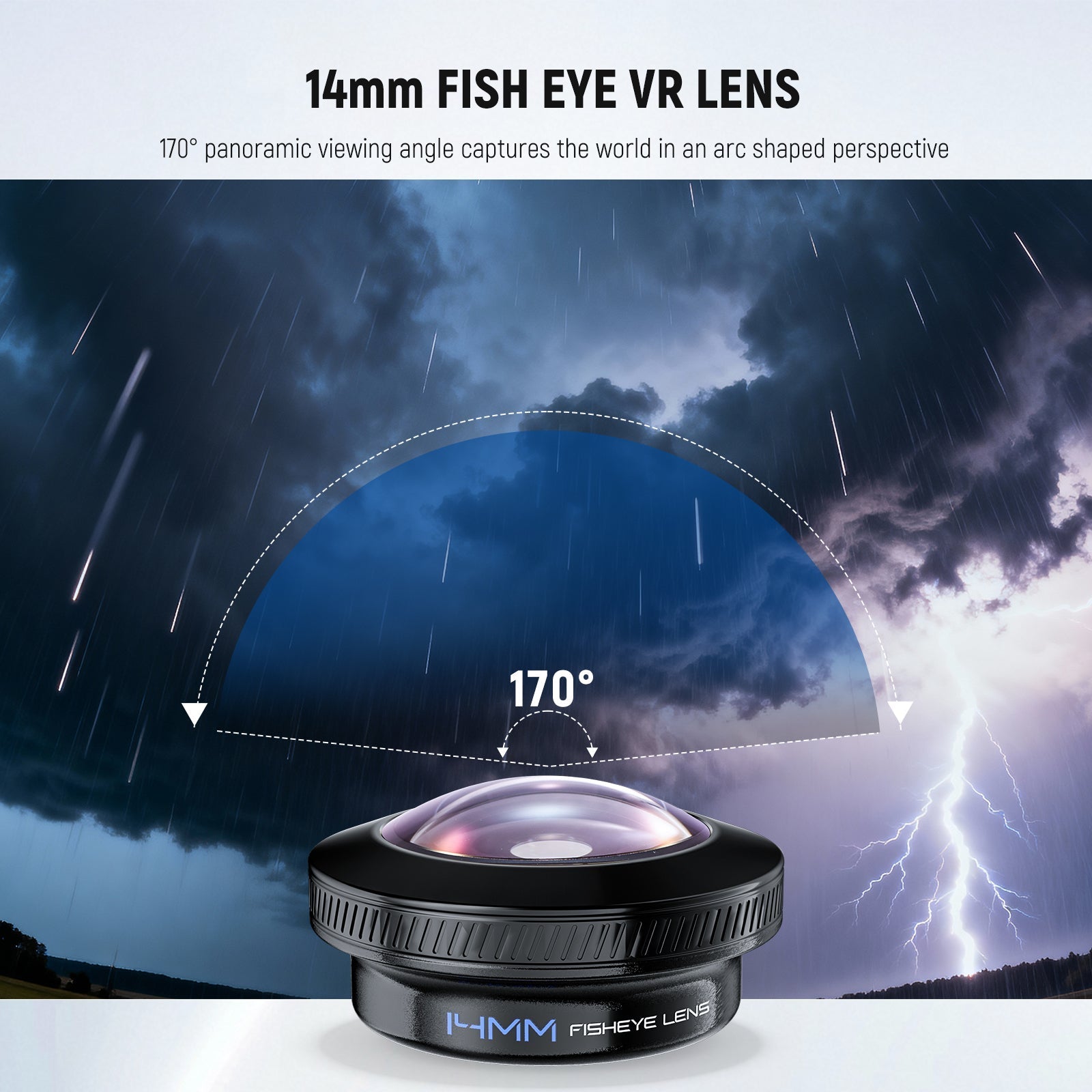 NEEWER LS-77 170° 14mm Fish Eye VR Lens with 17mm Threaded Phone Lens Clip