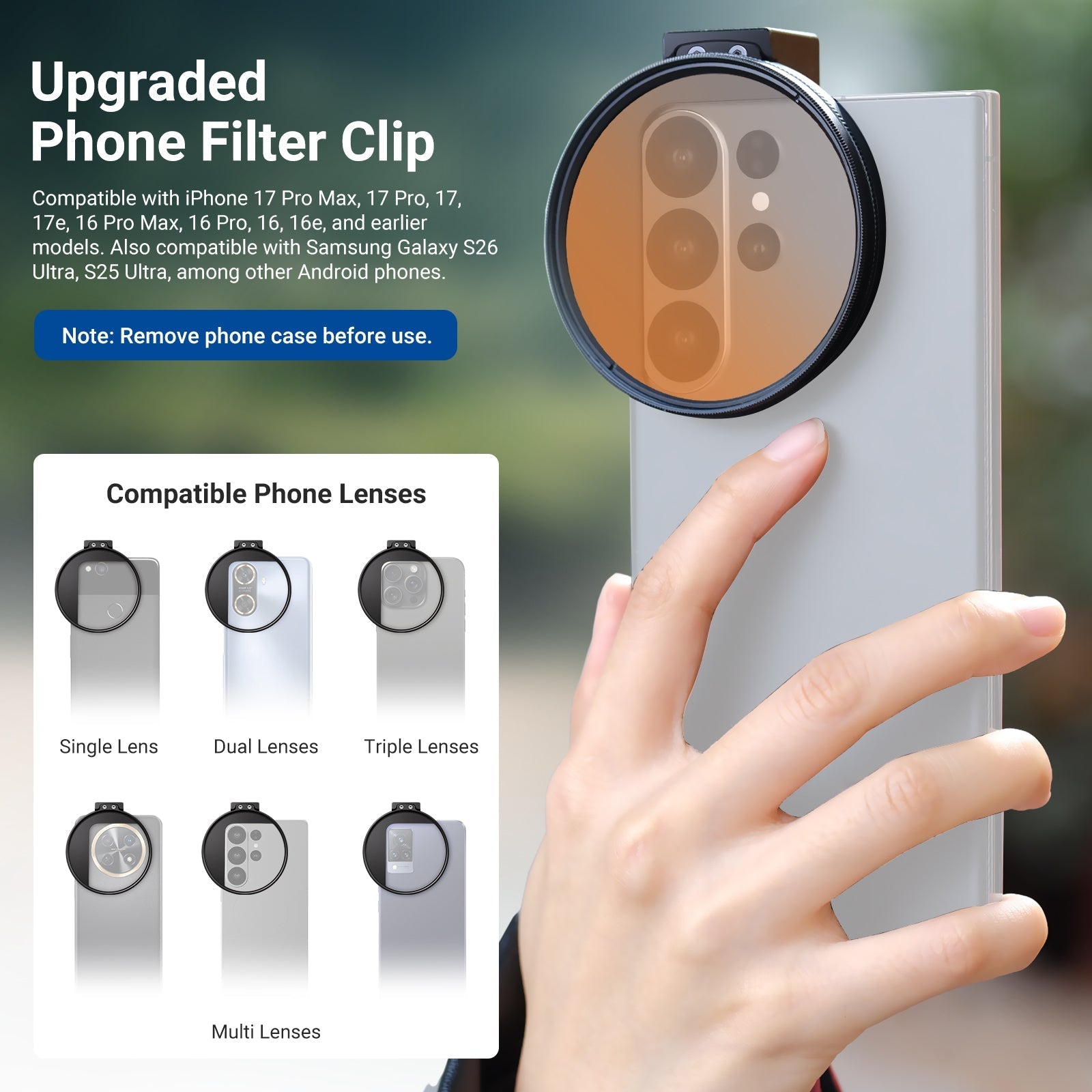 NEEWER FL-P15 67mm Clip On Phone Lens Filter Kit (Compatible with S26)