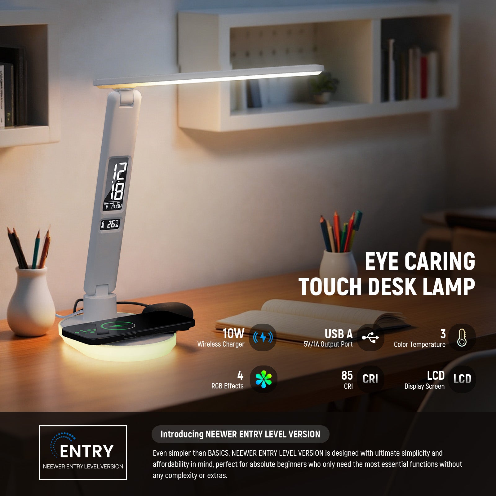 NEEWER ENTRY LEVEL VERSION N20 LED Desktop Lamp with Wireless Charger