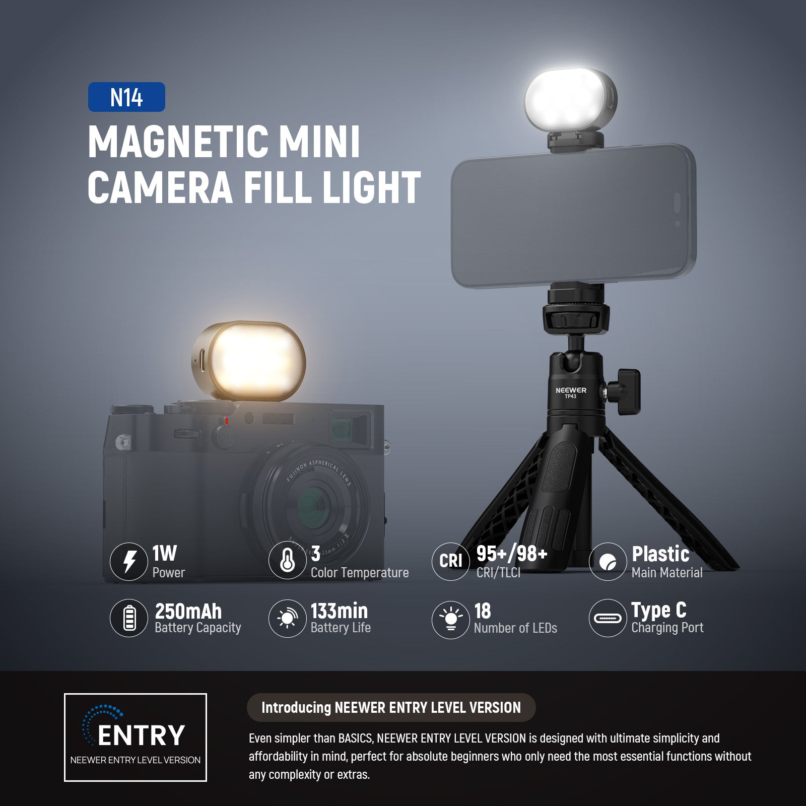 NEEWER ENTRY LEVEL VERSION N14 Magnetic Camera Auxiliary Light