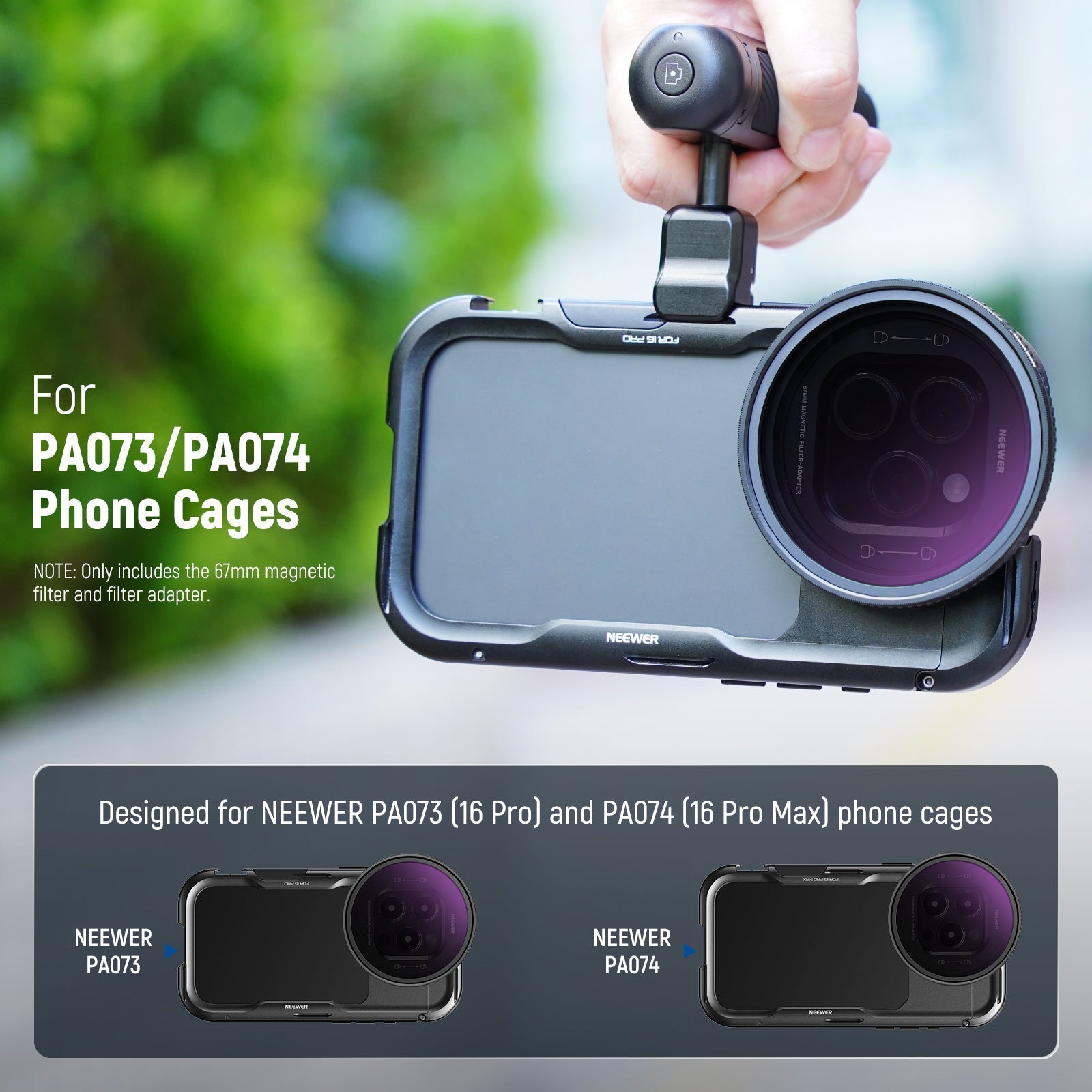 NEEWER 67mm Filter Set For iPhone 16 Pro/16 Pro Max Cage (PA073/PA074)