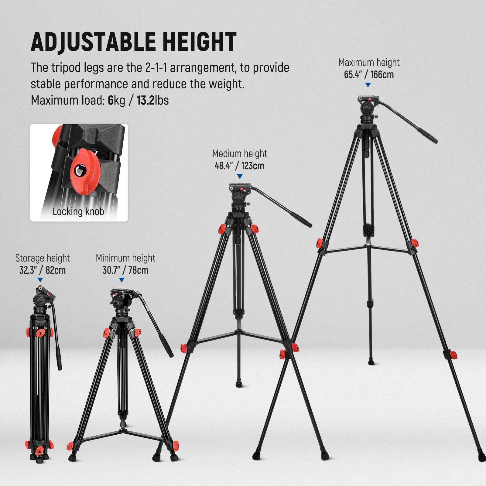 NEEWER TP73 65" Heavy Duty Yet Lightweight Video Tripod