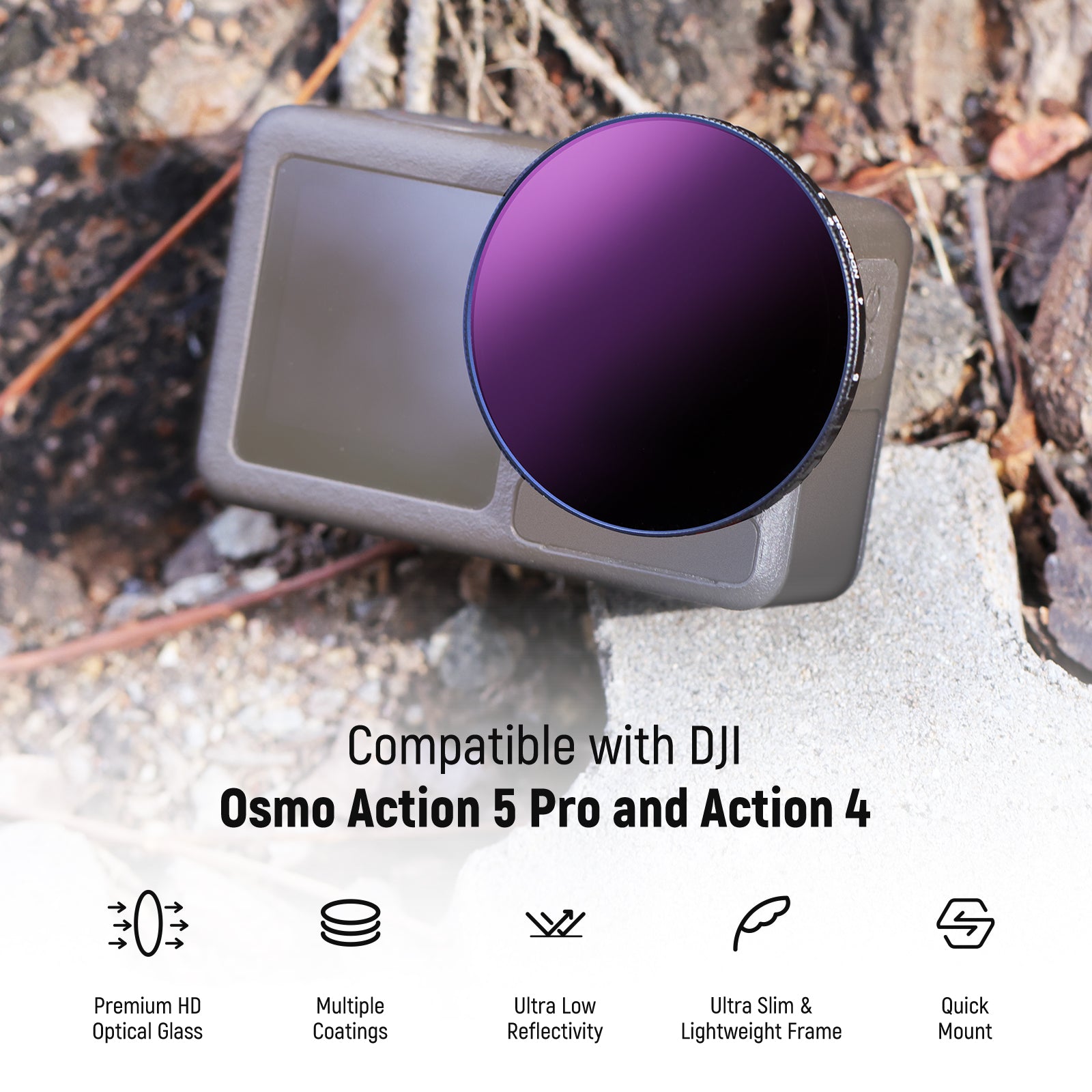 NEEWER Variable ND Filter For DJI Osmo Action 5 Pro & Action 4