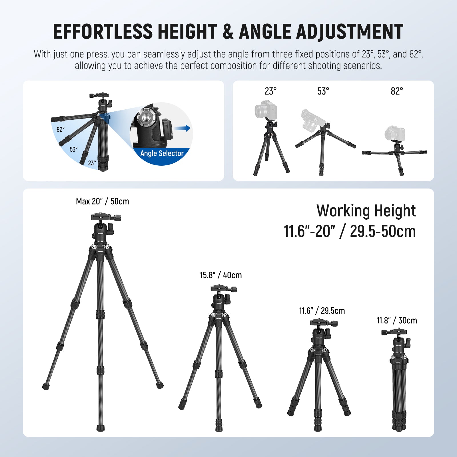 NEEWER TP09 20" Carbon Fiber Desktop Mini Tripod