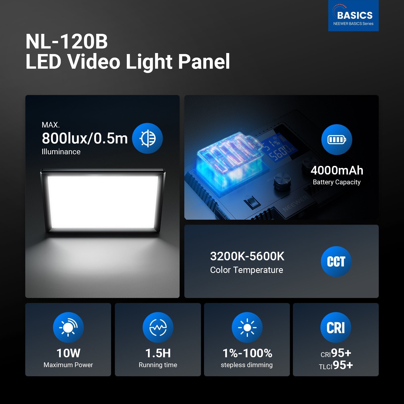 NEEWER BASICS NL-120B Bi Color LED Panel Light