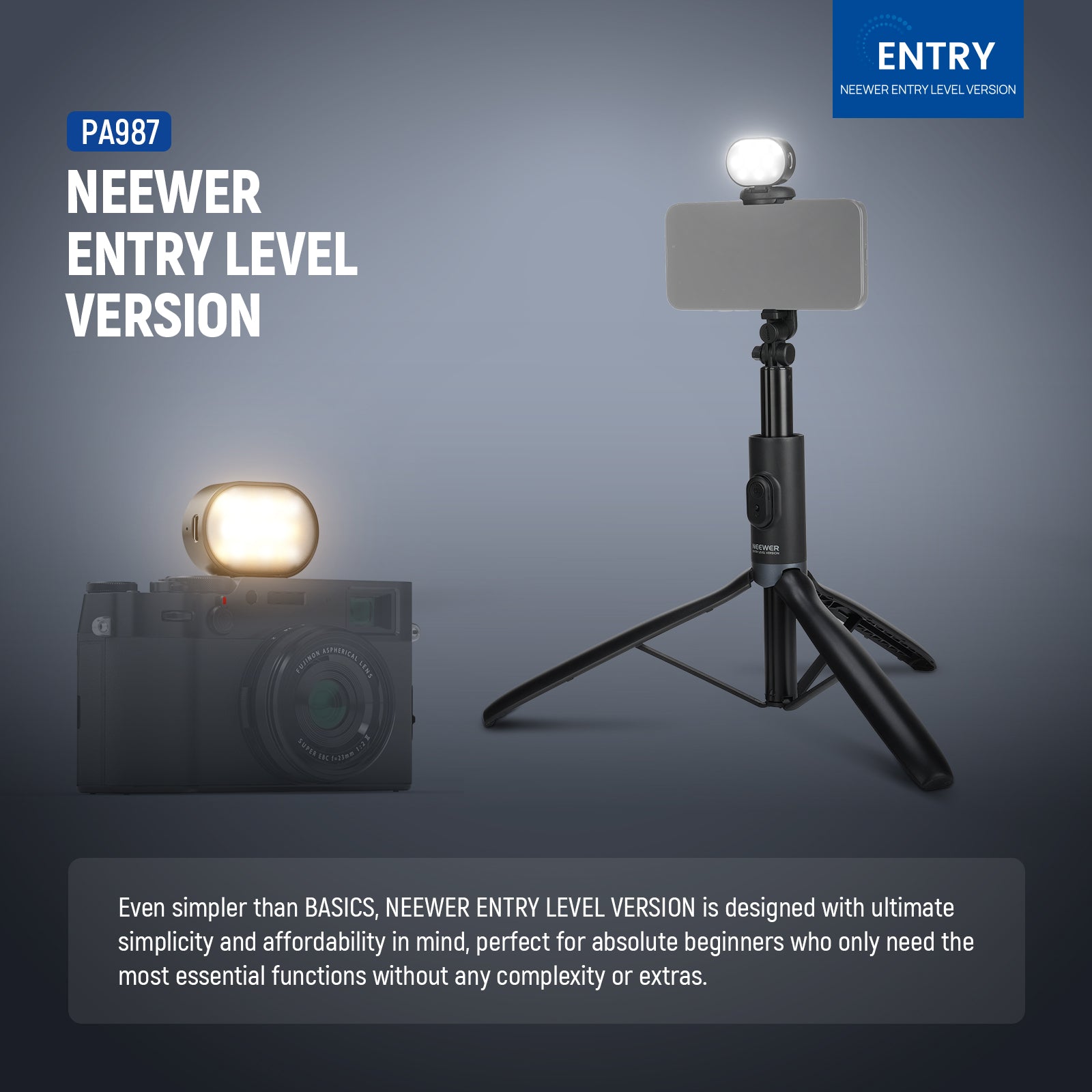 NEEWER ENTRY LEVEL VERSION PA987 67" Selfie Stick Tripod with Light