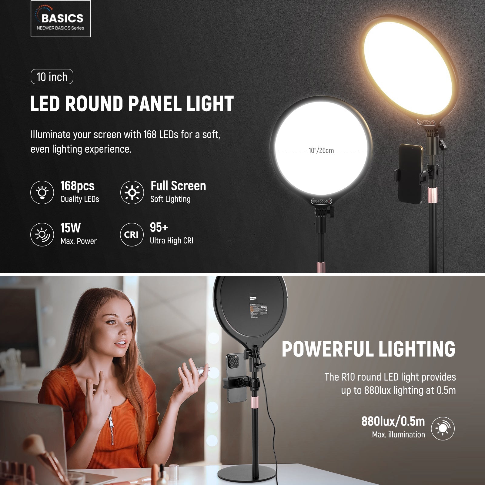 NEEWER BASICS R10 10.5" Desktop Ring Light