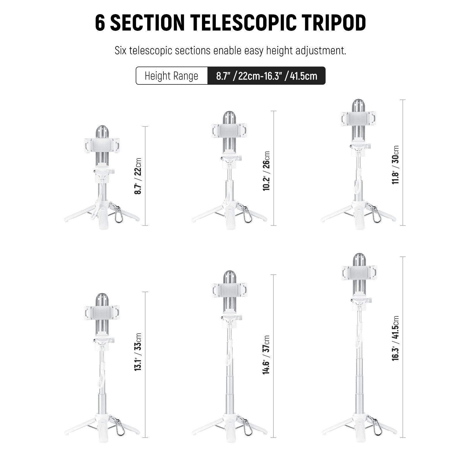 NEEWER P15 Foldable Selfie Stick Tripod with Bluetooth Remote Shutter