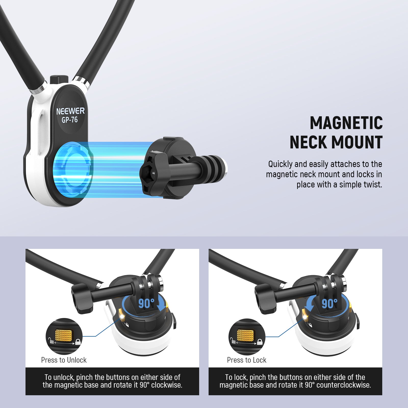 NEEWER GP-76 Magnetic Neck Mount For Action Cameras