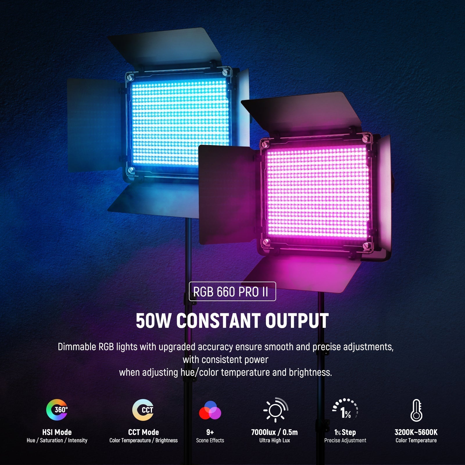 NEEWER 2 Pack Upgraded RGB660 PRO II LED Video Light