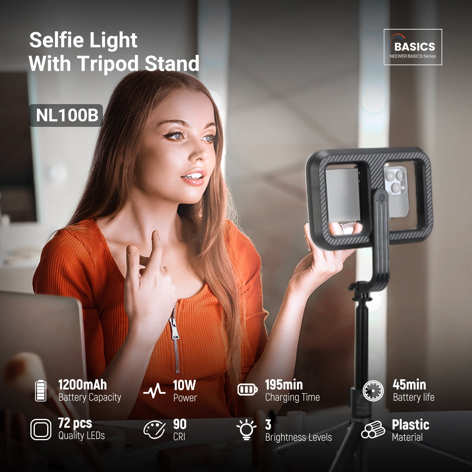 NEEWER BASICS NL100B 10W Selfie Light with Tripod Stand