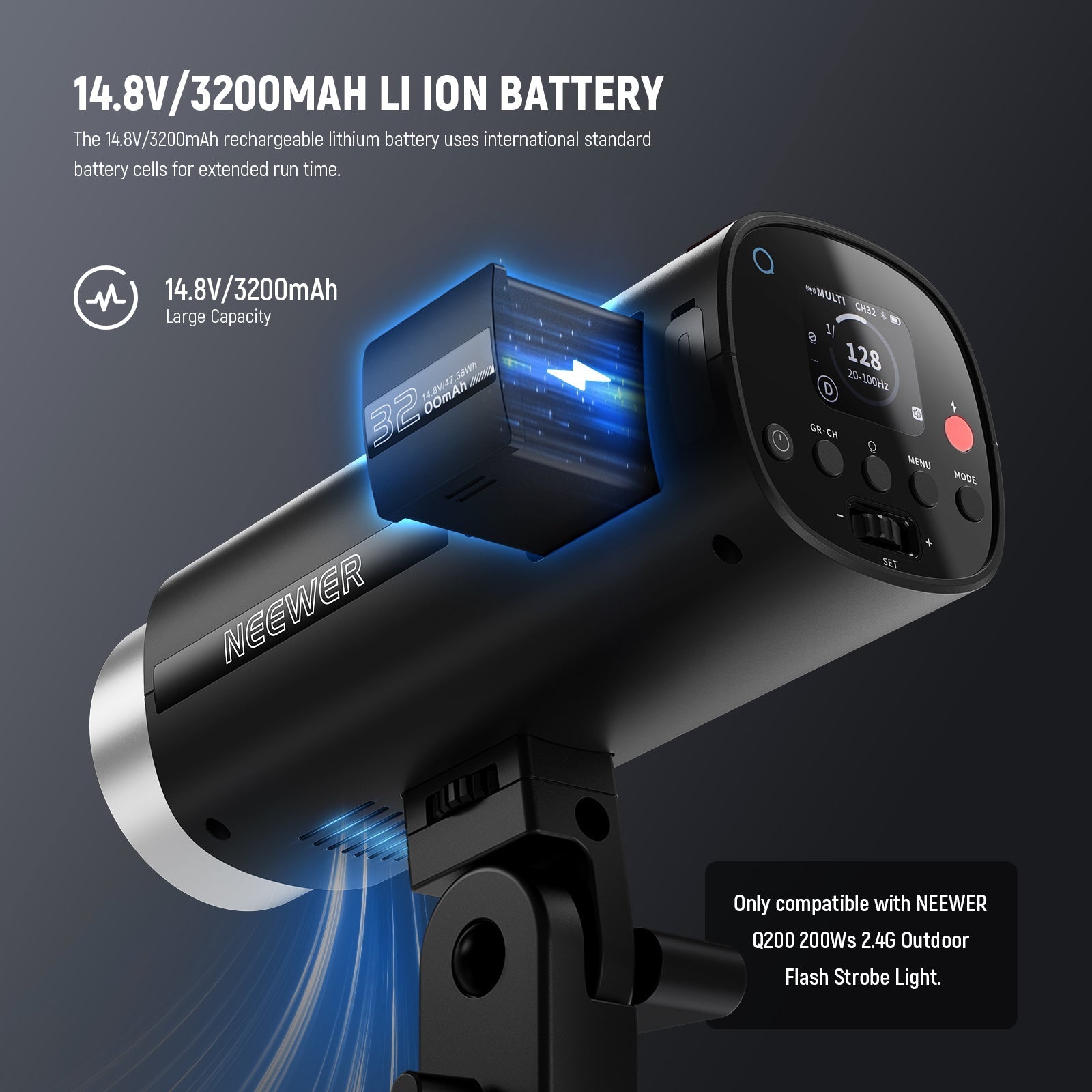 NEEWER NB-Q200 14.8V/3200mAh Replacement Li ion Battery for Q200
