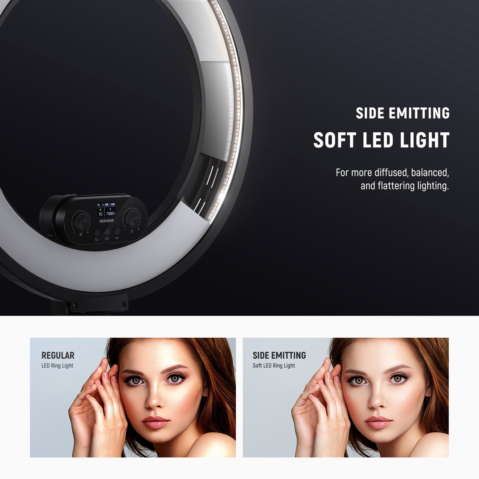 NEEWER RL45B 45W 18" Slim Edge Lit Ring Light Kit