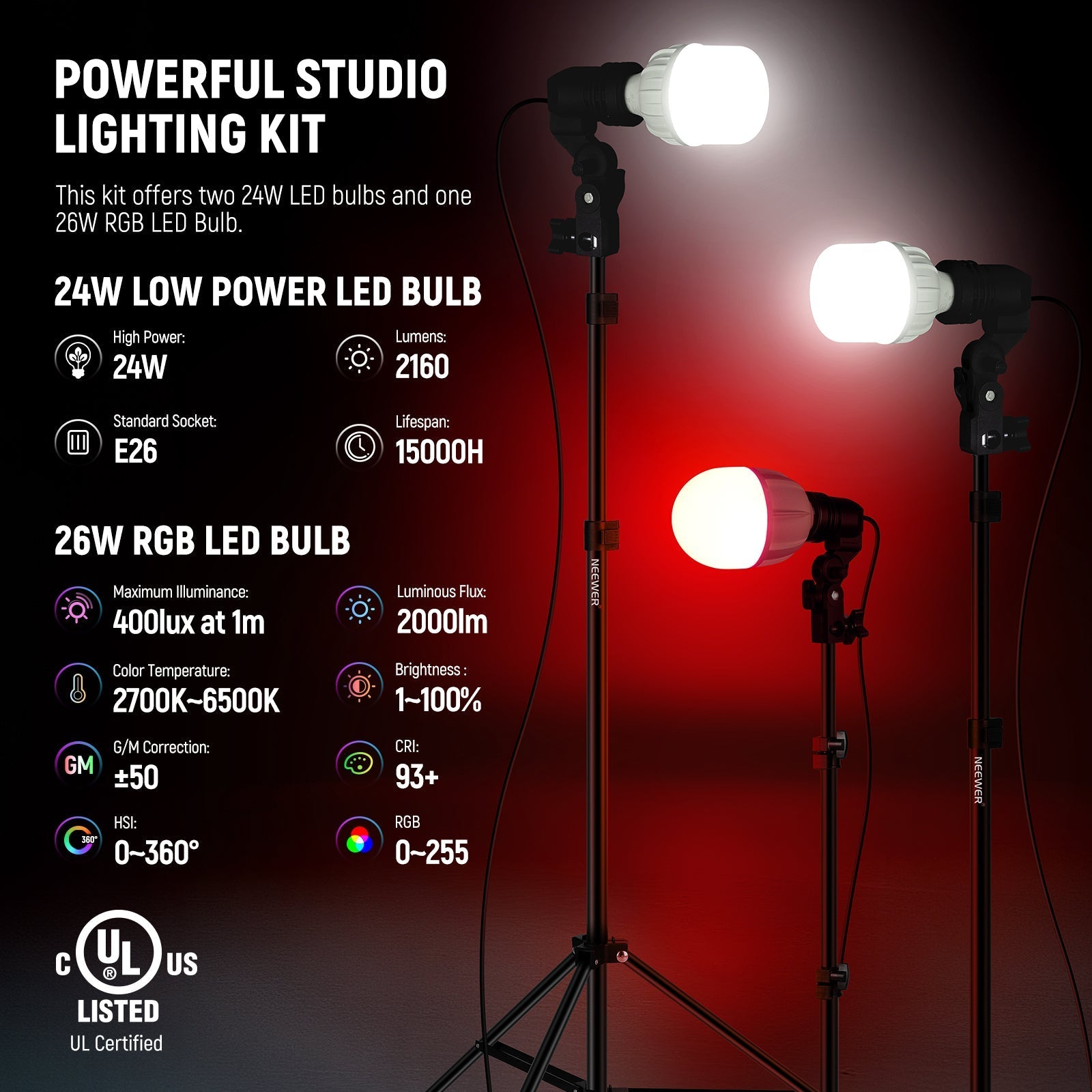 NEEWER NK501 400W Photography LED Lighting Kit