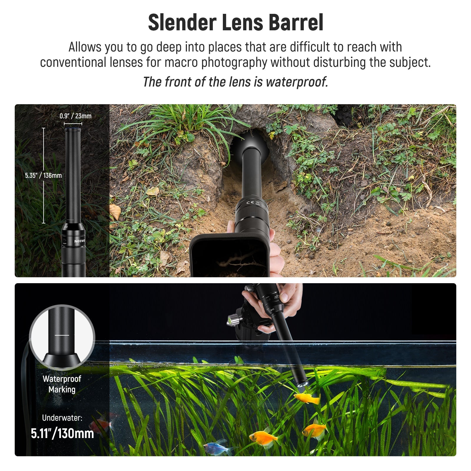 NEEWER LS-63 109° 16mm 4X Macro Probe Lens with 17mm Thread