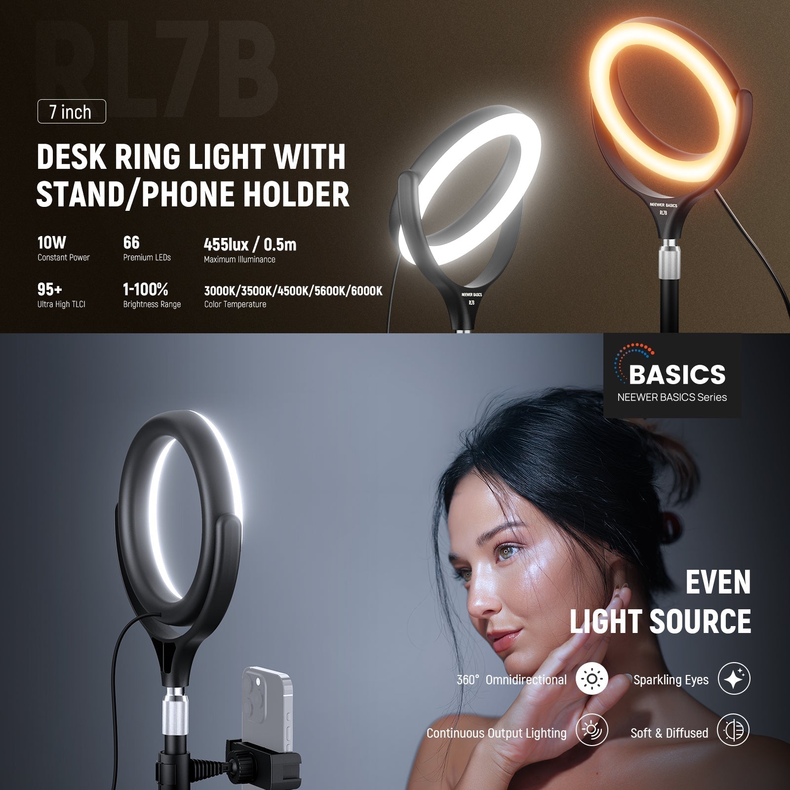 NEEWER BASICS RL7B 7" Desk Ring Light