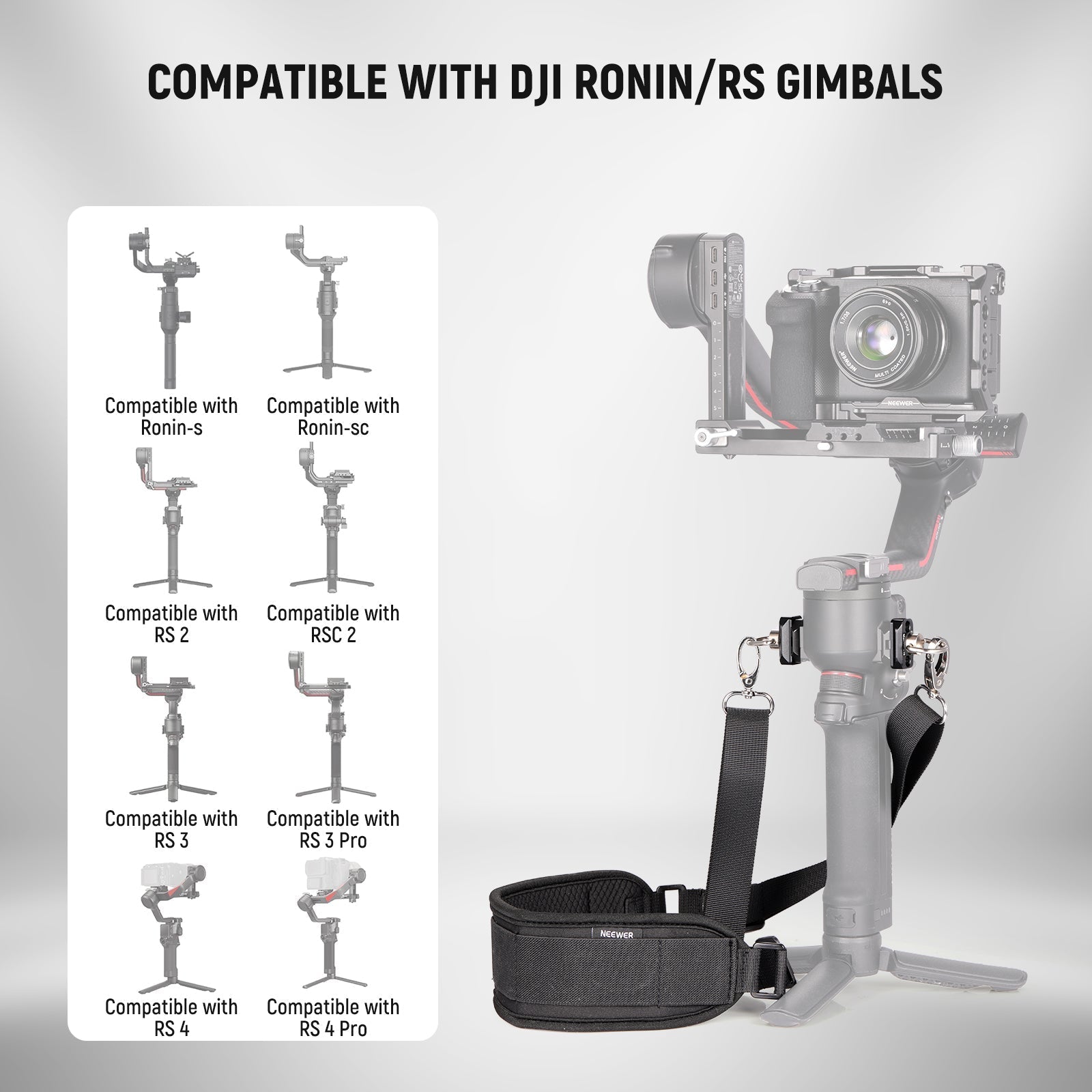 NEEWER GA019 5.9ft/180cm Neck Strap for DJI Ronin/RS