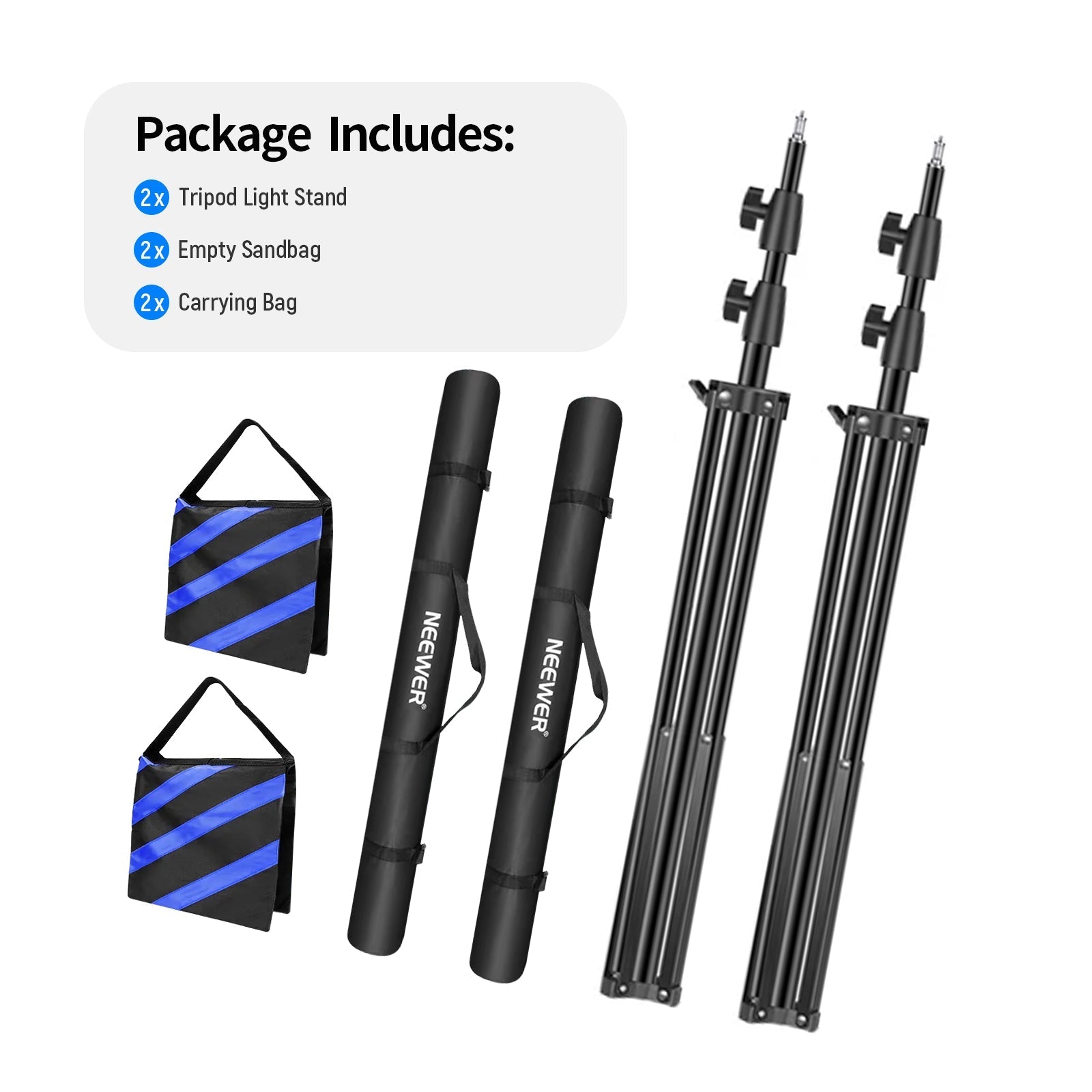 NEEWER ST-300SB 2 Pack 300cm Light Stand Kit