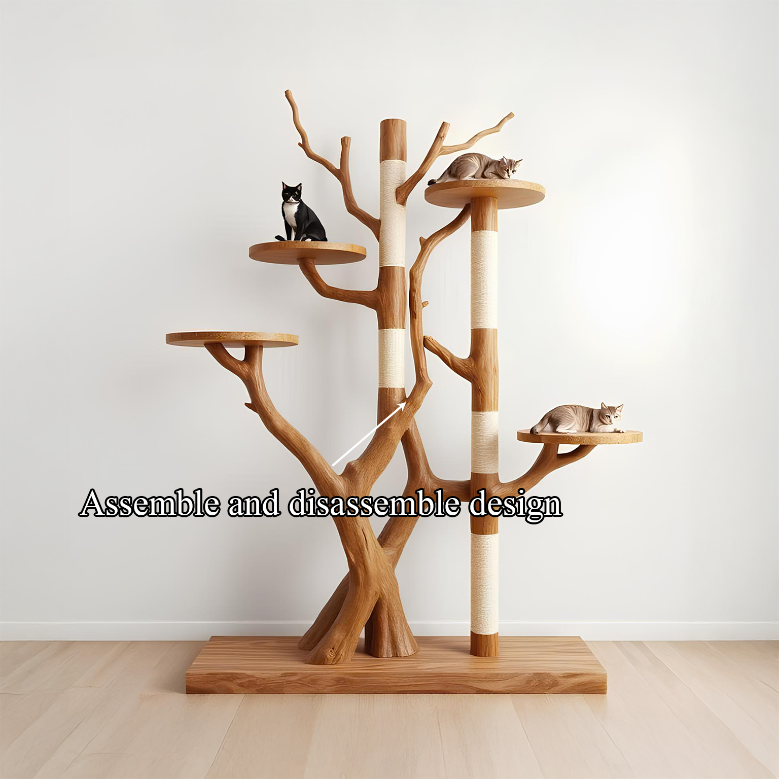 Rustic Tree Cat Tower Modern Living Room